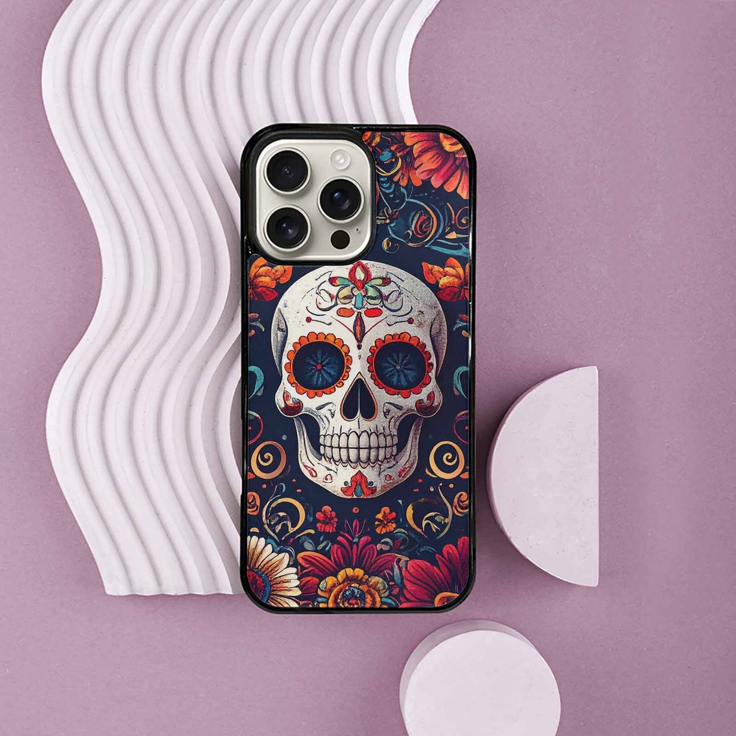 iPhone 16 Pro Max Case — Day Dead Sugar Skull Art 100s, Custom Printed Phone Case