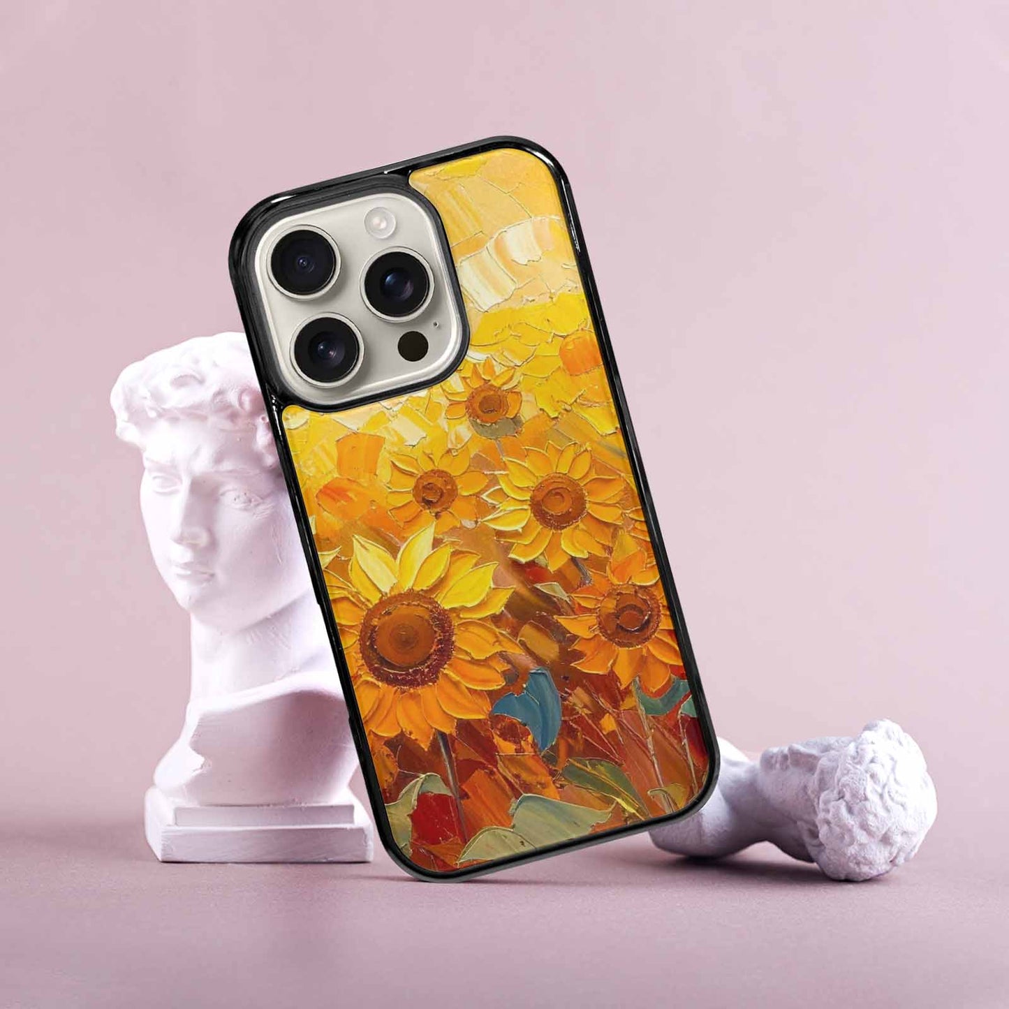 iPhone 16 Pro Case — Impressionist Sunflower Brushstroke Pattern Hundreds Of, Custom Made Phone Cover