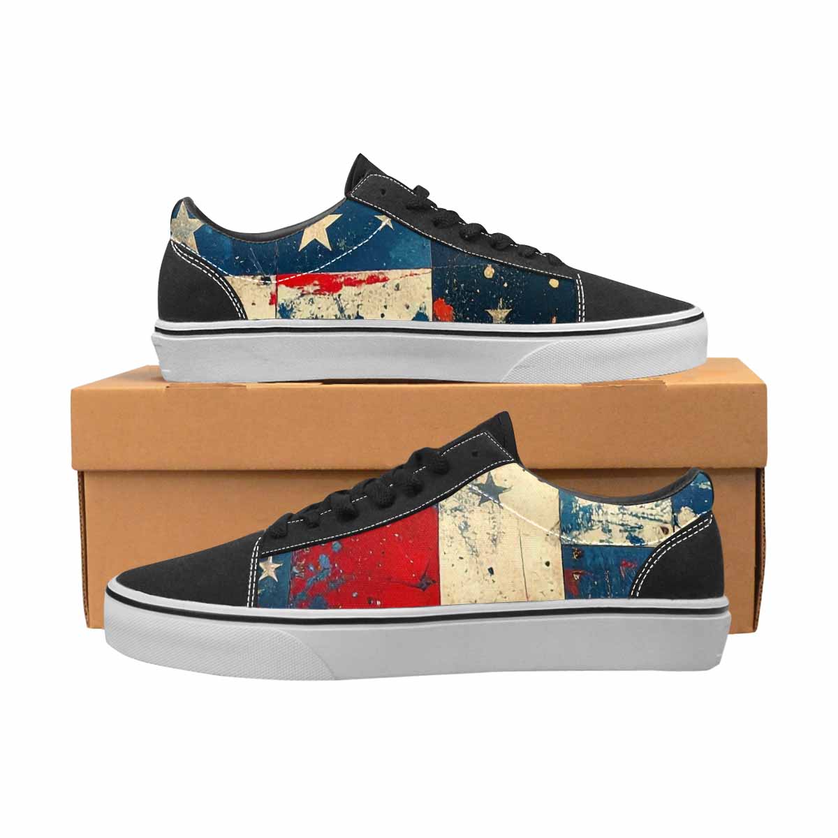 WOMEN'S American Flag Stars Canvas Lace-Up Grunge Custom Shoes
