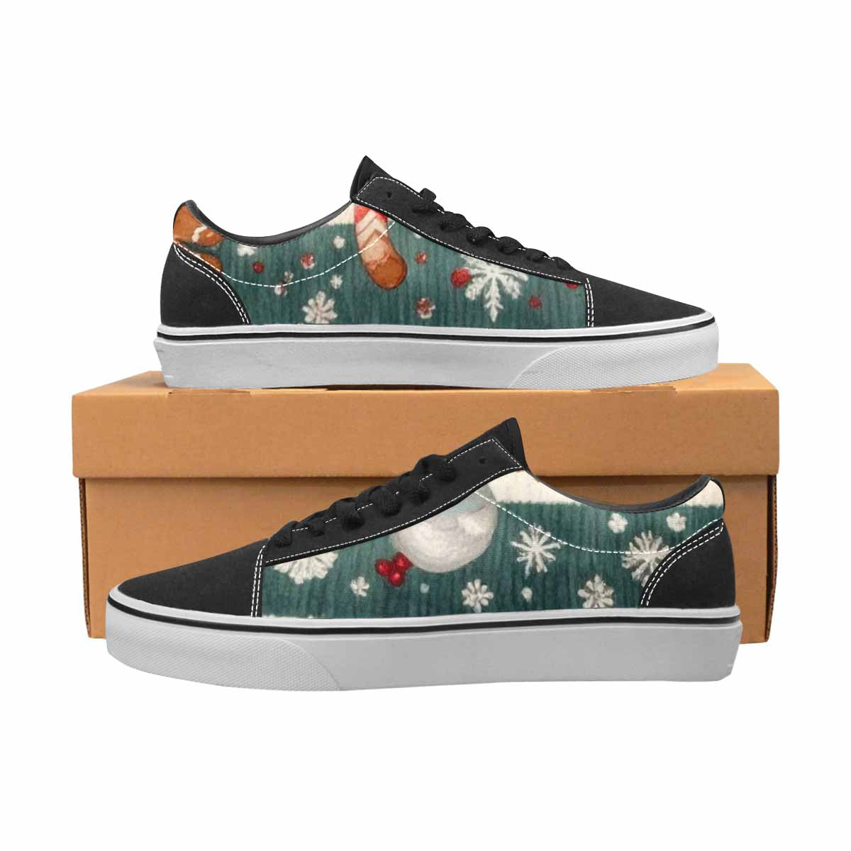 MEN'S Christmas Holly Snowflake Canvas Lace-Up Surreal Shoes