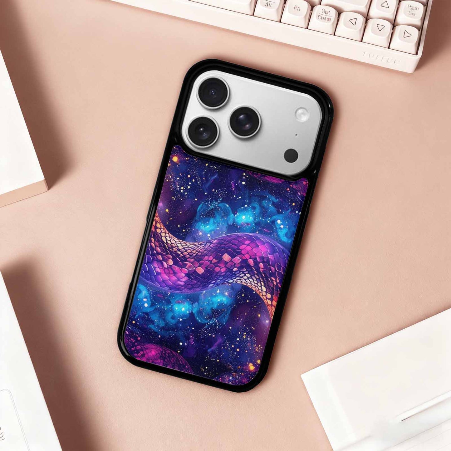 iPhone 17 Pro Case — Snake Print Galaxy Seamless Pattern Animal, Custom Printed Phone Case