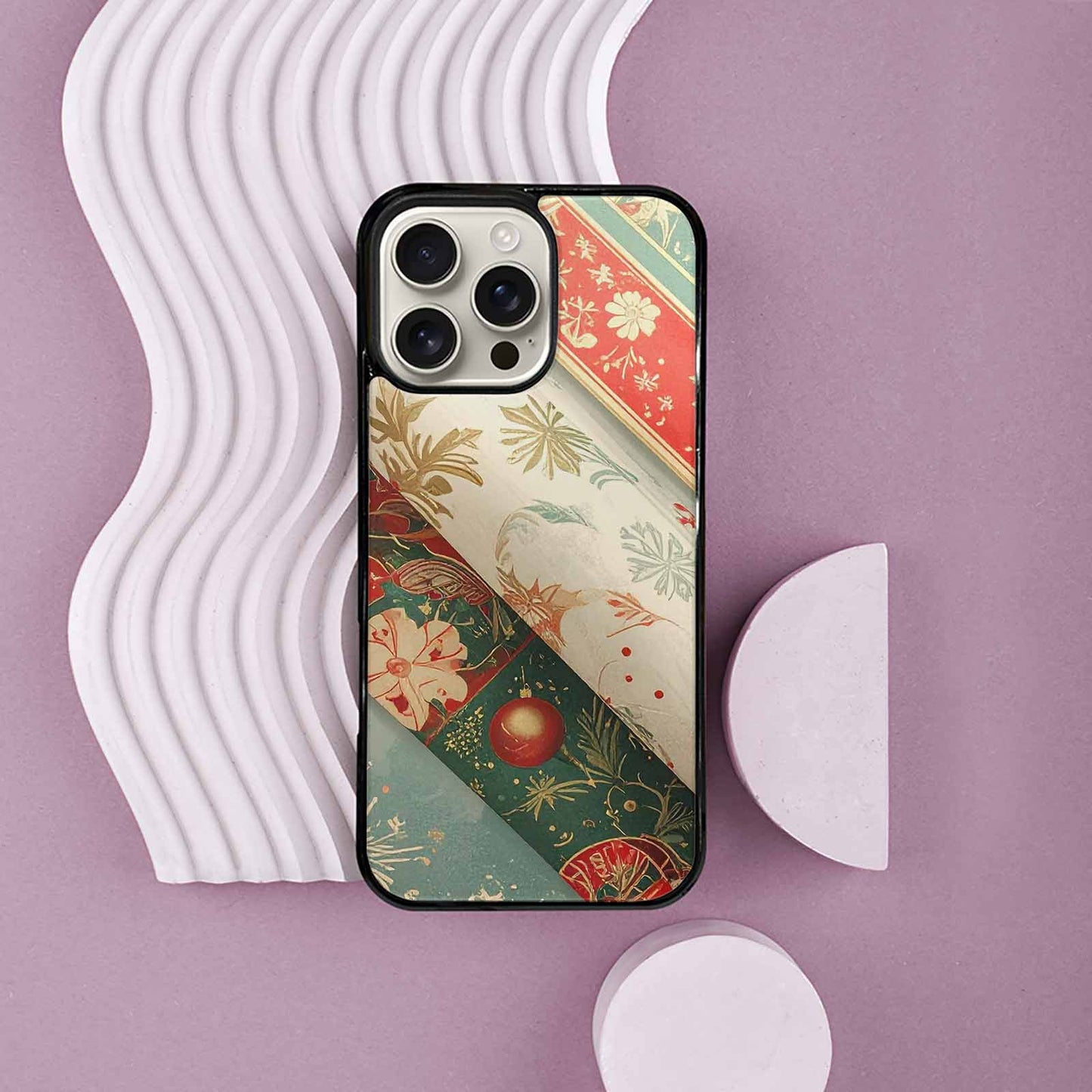 iPhone 16 Pro Max Case — Christmas Wrapping Paper Pattern Art Wallpaper, Personalized Phone Case