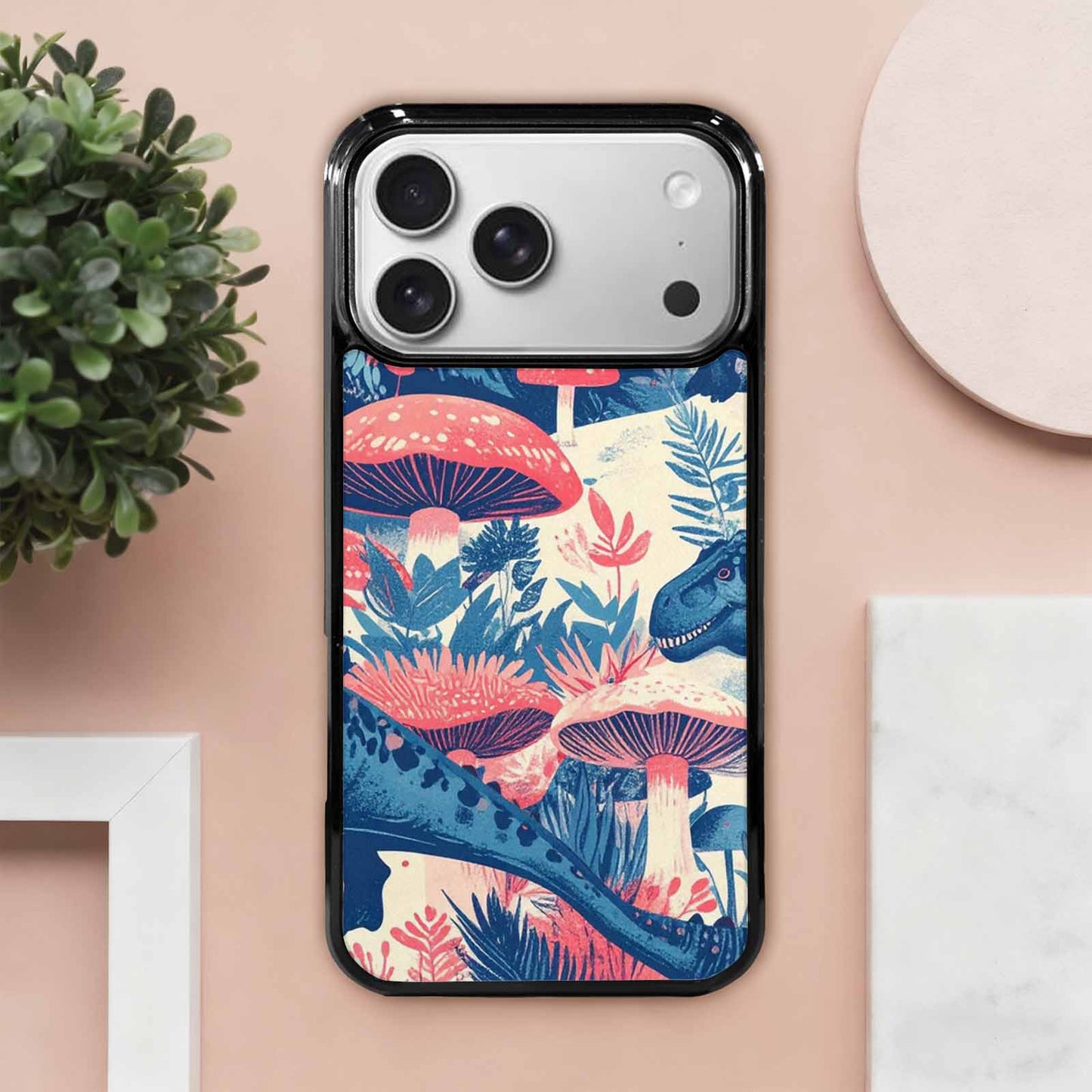 iPhone 17 Pro Max Case — Vintage Dinosaurs Mushroom Retro Vintage, Custom Designed Case Cover