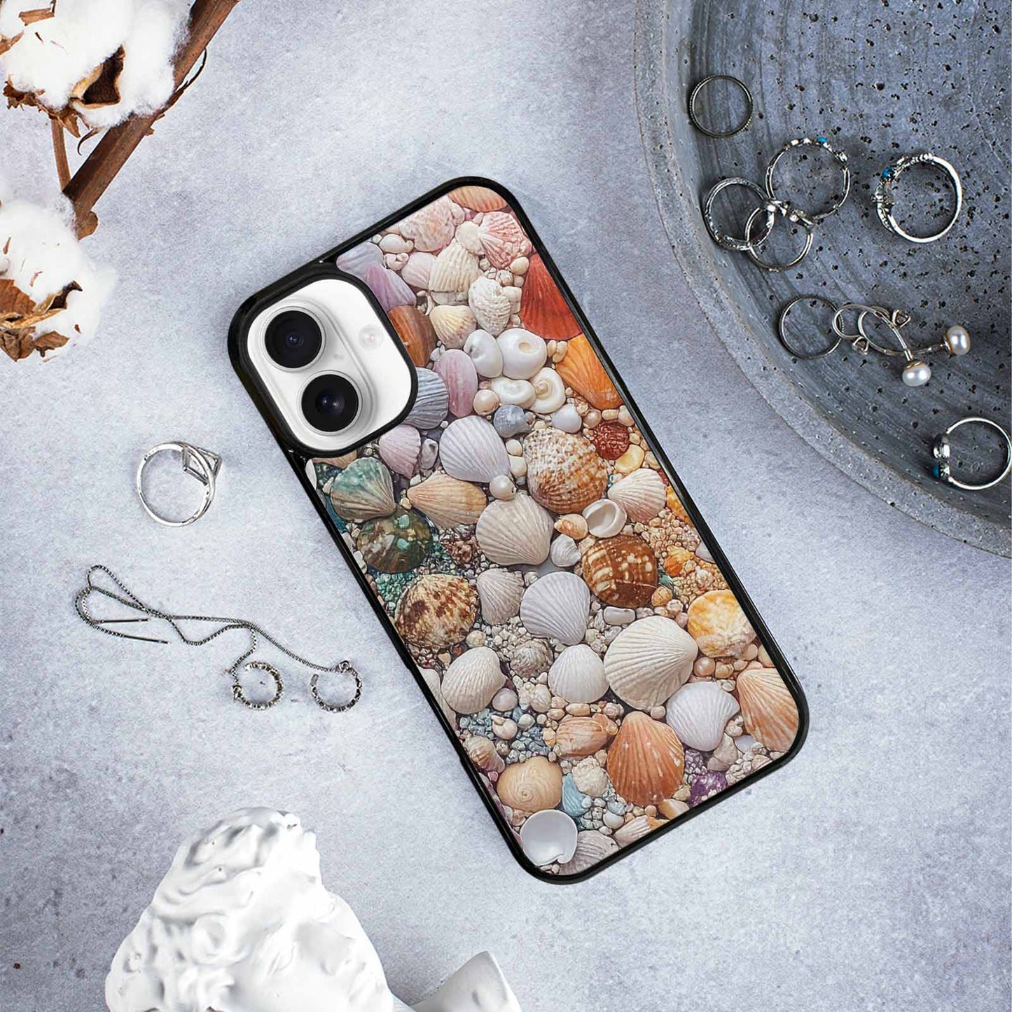 iPhone 16 Plus Case — Seashell Collage Seashell Collage Pattern Hundreds, Custom Print Case Cover