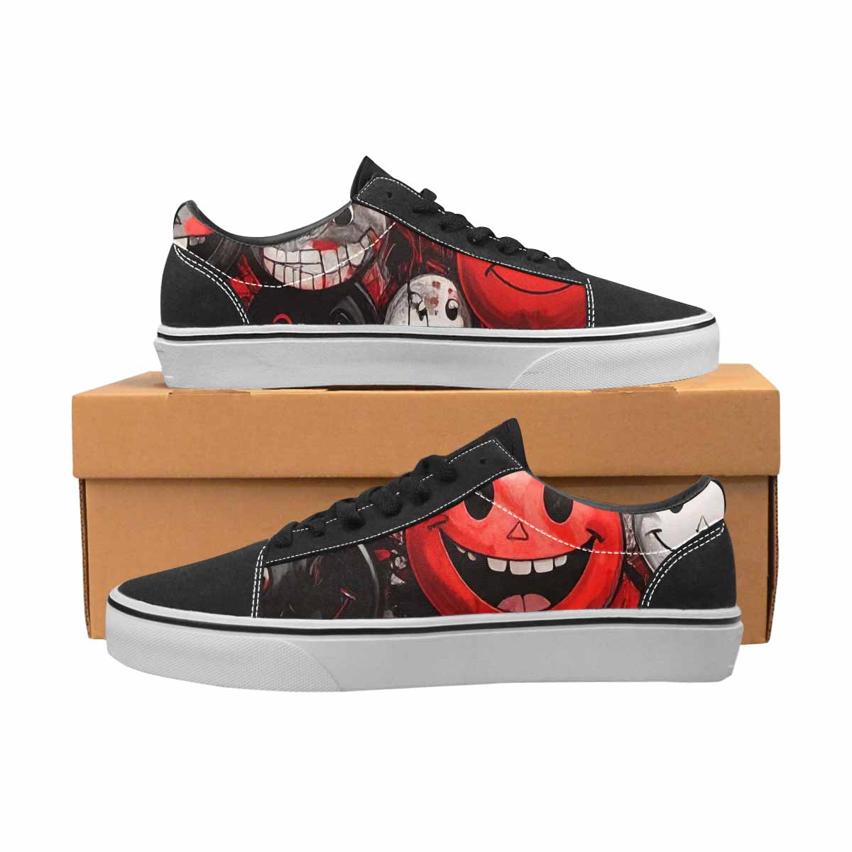 WOMEN'S Melting Moon Smiley Lace-Up Canvas Vibrant Chaos Sneakers