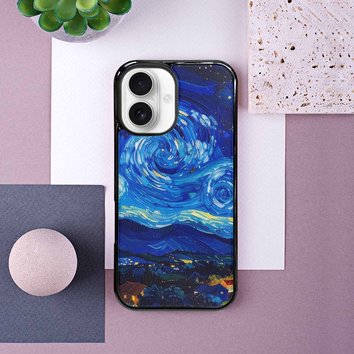 iPhone 16 Case — Starry Night Van Gogh Paint Art, Custom Made Phone Cover