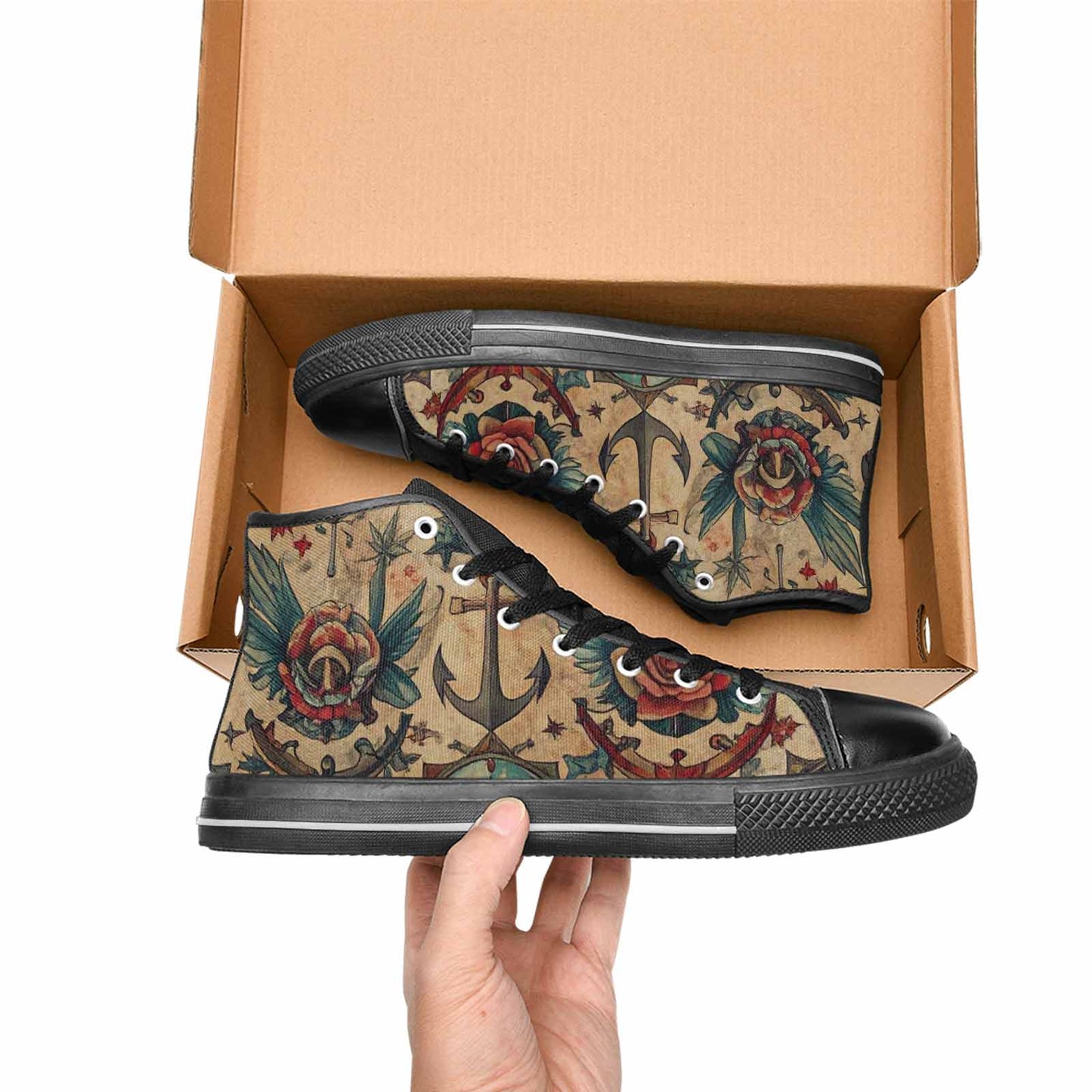 WOMEN'S Old School Tattoo High Top Canvas Y2K Shoes