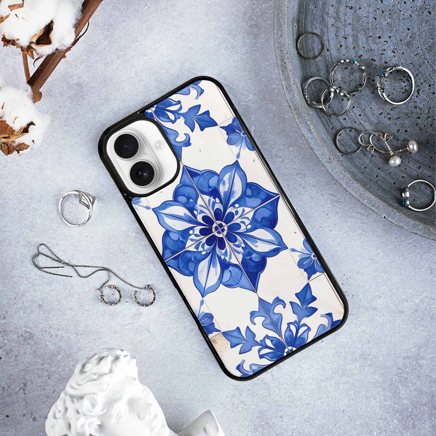 iPhone 16 Plus Case — Mexican Talavera Tile Pattern Floral Geometric, Custom Printed Phone Case