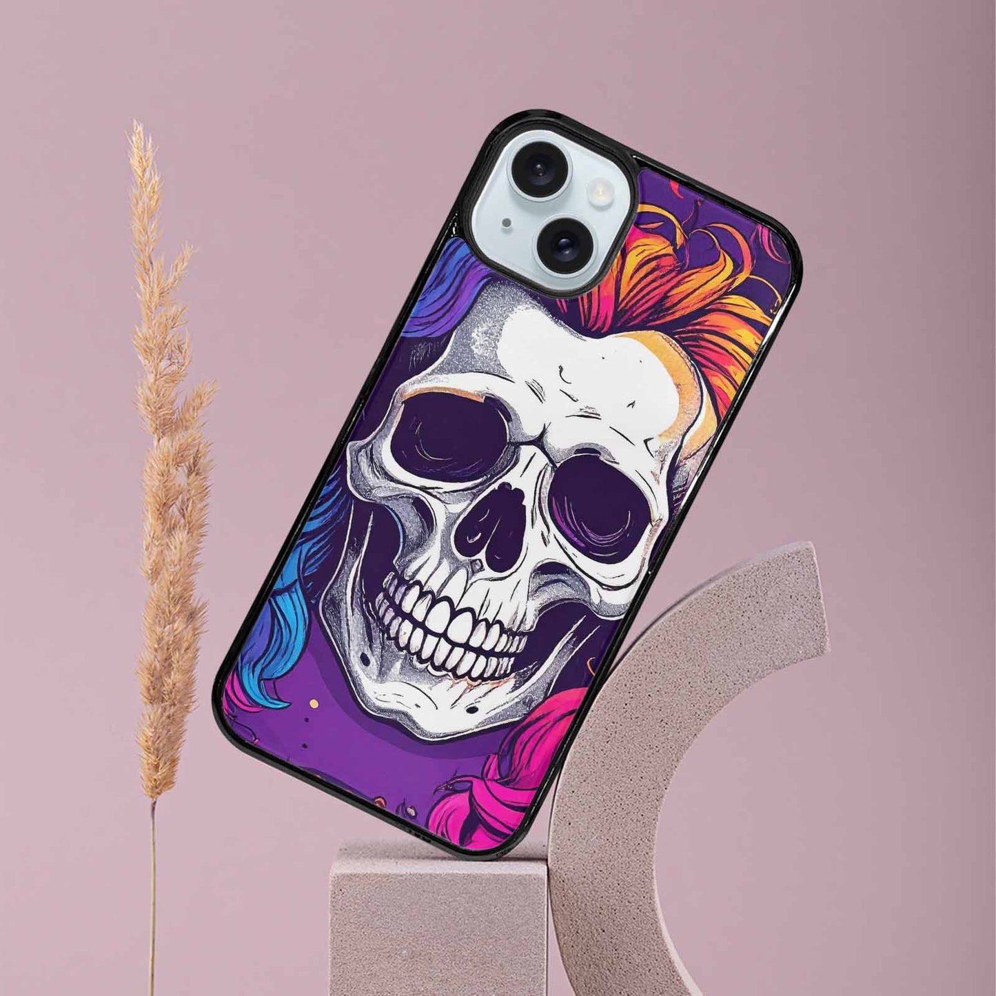 iPhone 15 Plus Case — Pride Flag Skulls Seamless Pattern Vibrant, Custom Designed Case Cover