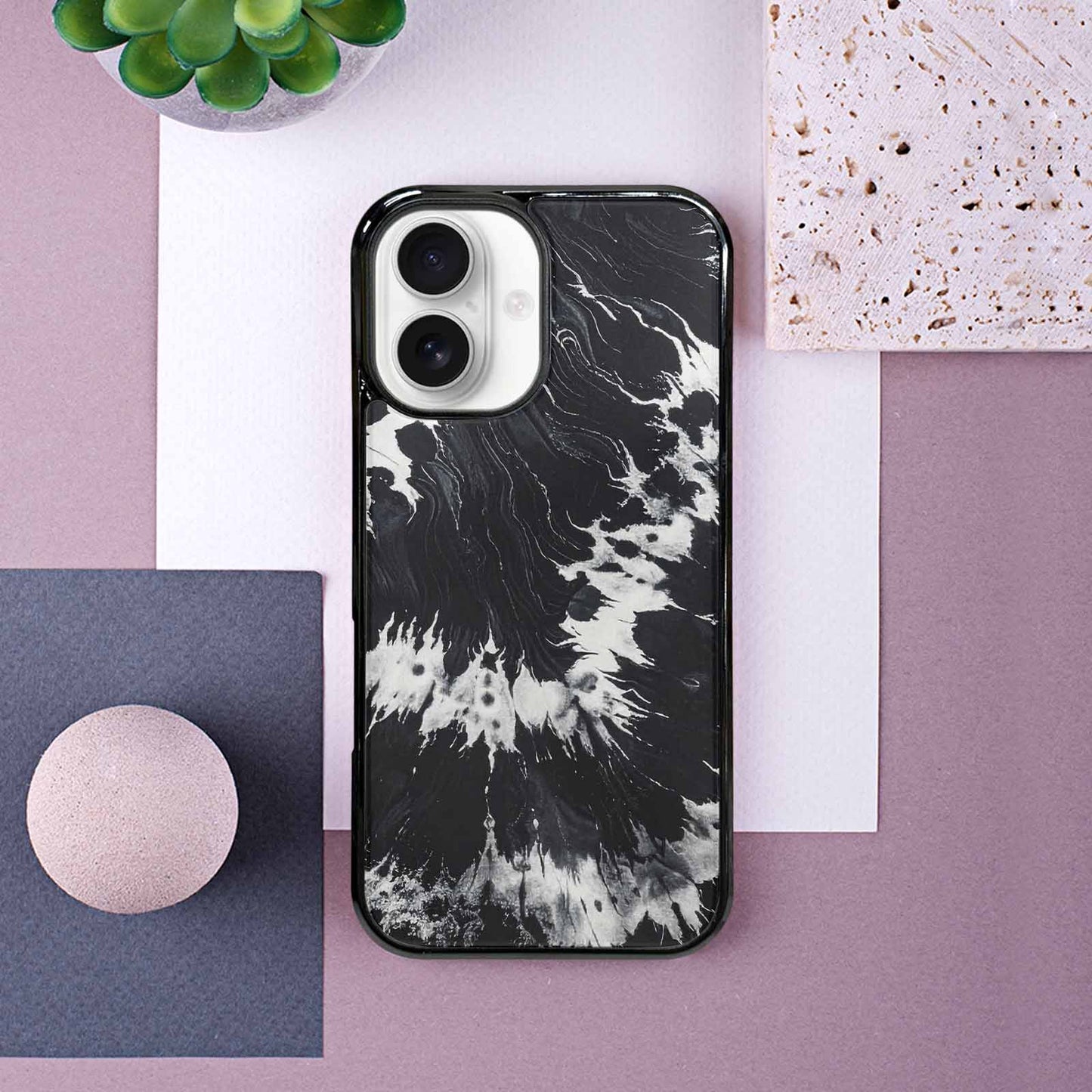 iPhone 16 Case — Black White Animal Print, Custom Print Case Cover