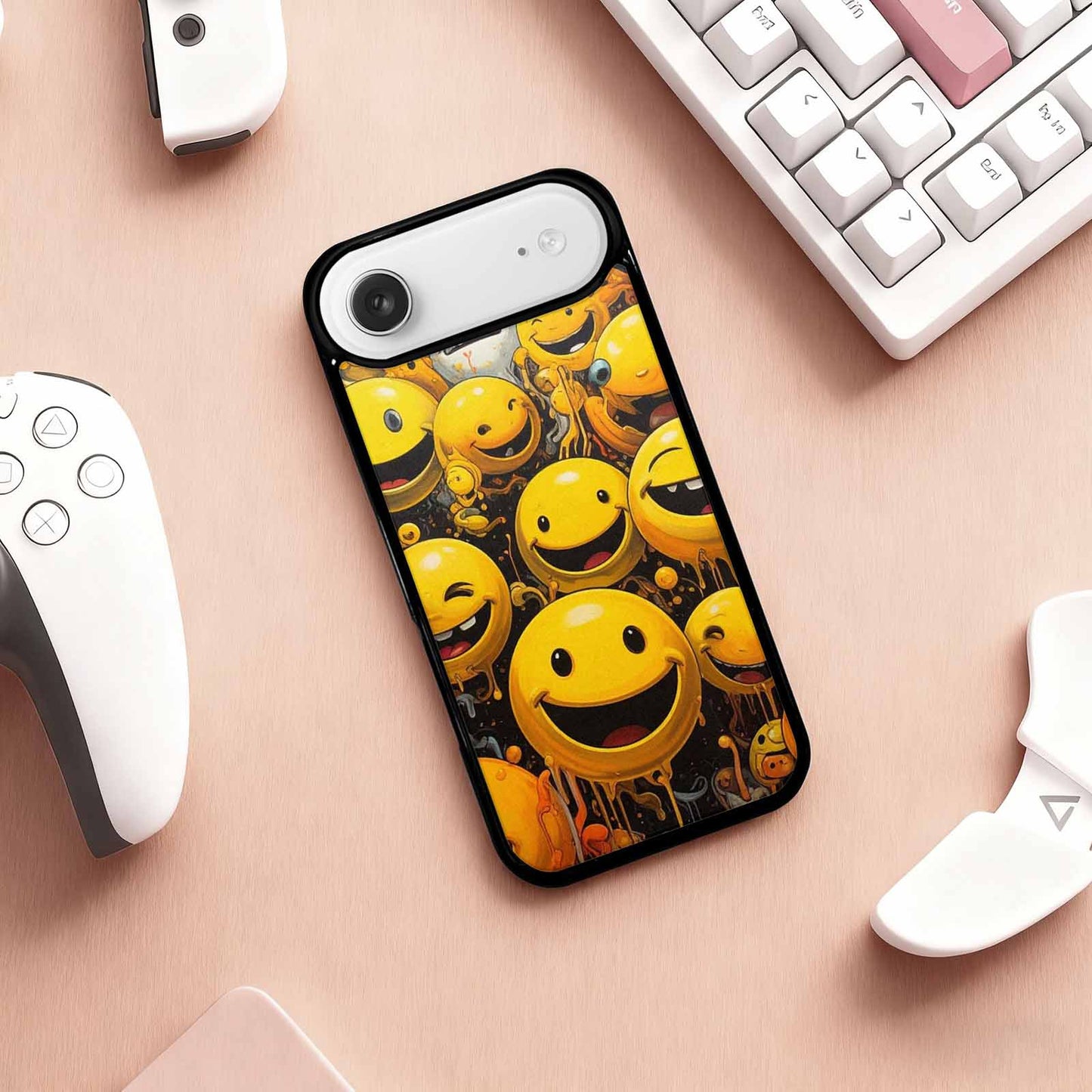 iPhone 17 Air Case — Melting Moon Smiley Red Splatter Original, Personalized Phone Case