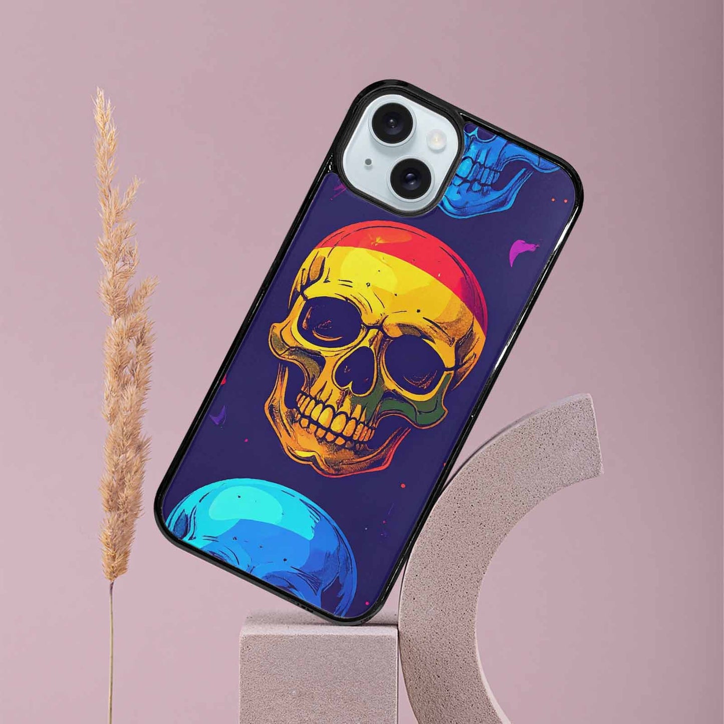 iPhone 15 Plus Case — Pride Flag Skulls Seamless Pattern Vibrant, Custom Phone Case