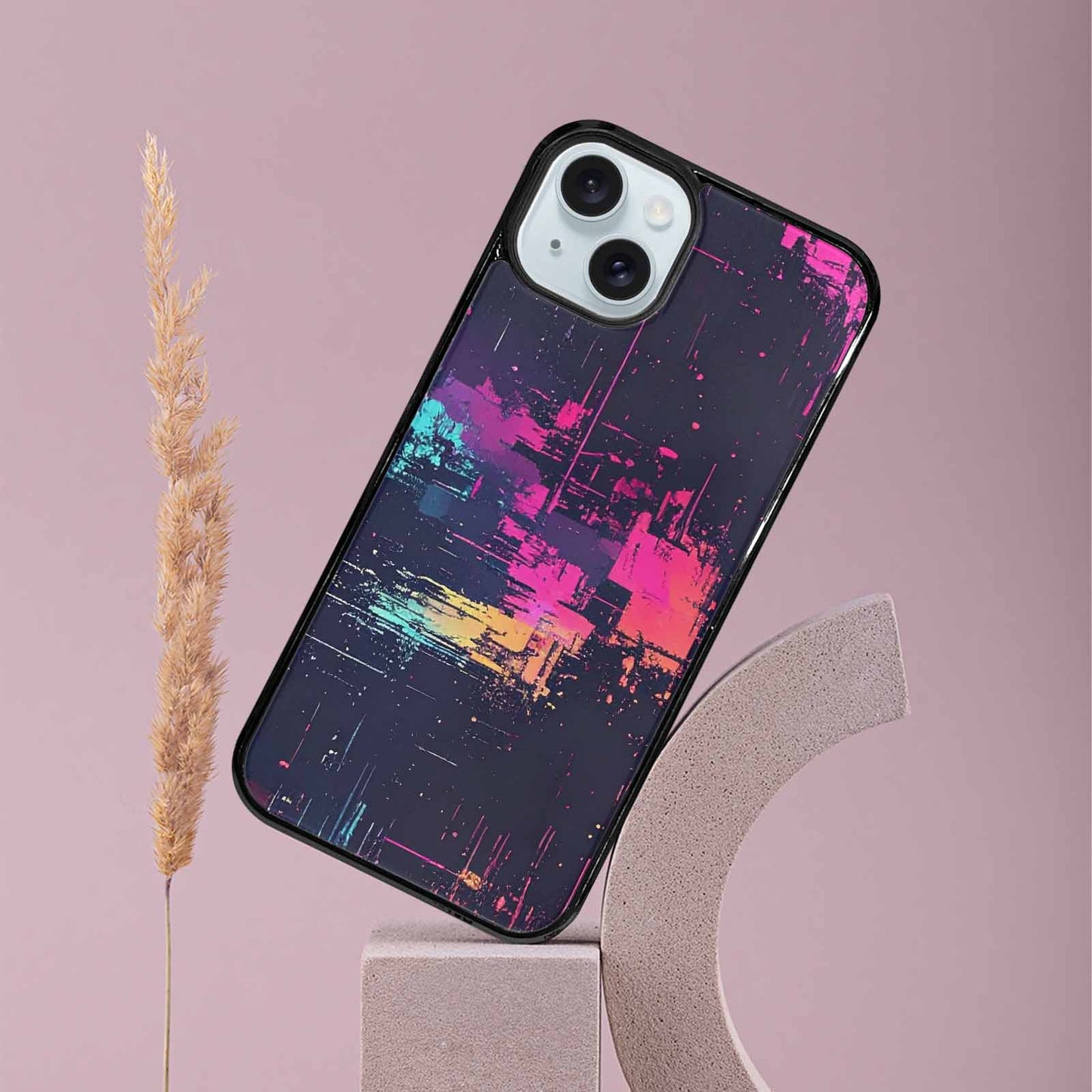 iPhone 15 Plus Case — Glitch Dark Art Seamless Pattern Vibrant, Custom Phone Case
