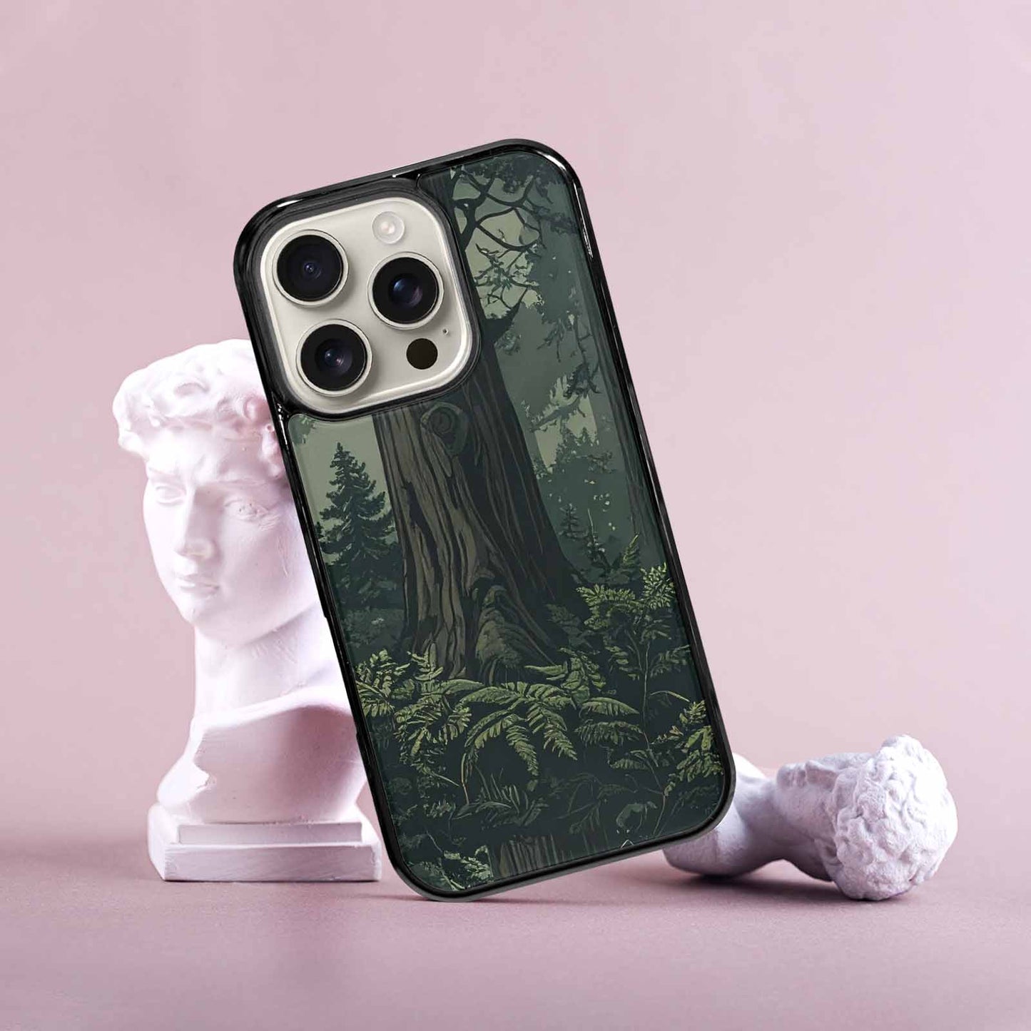iPhone 16 Pro Case — Seamless Pattern Ancient Redwood Forest Giant, Custom Art Phone Cover