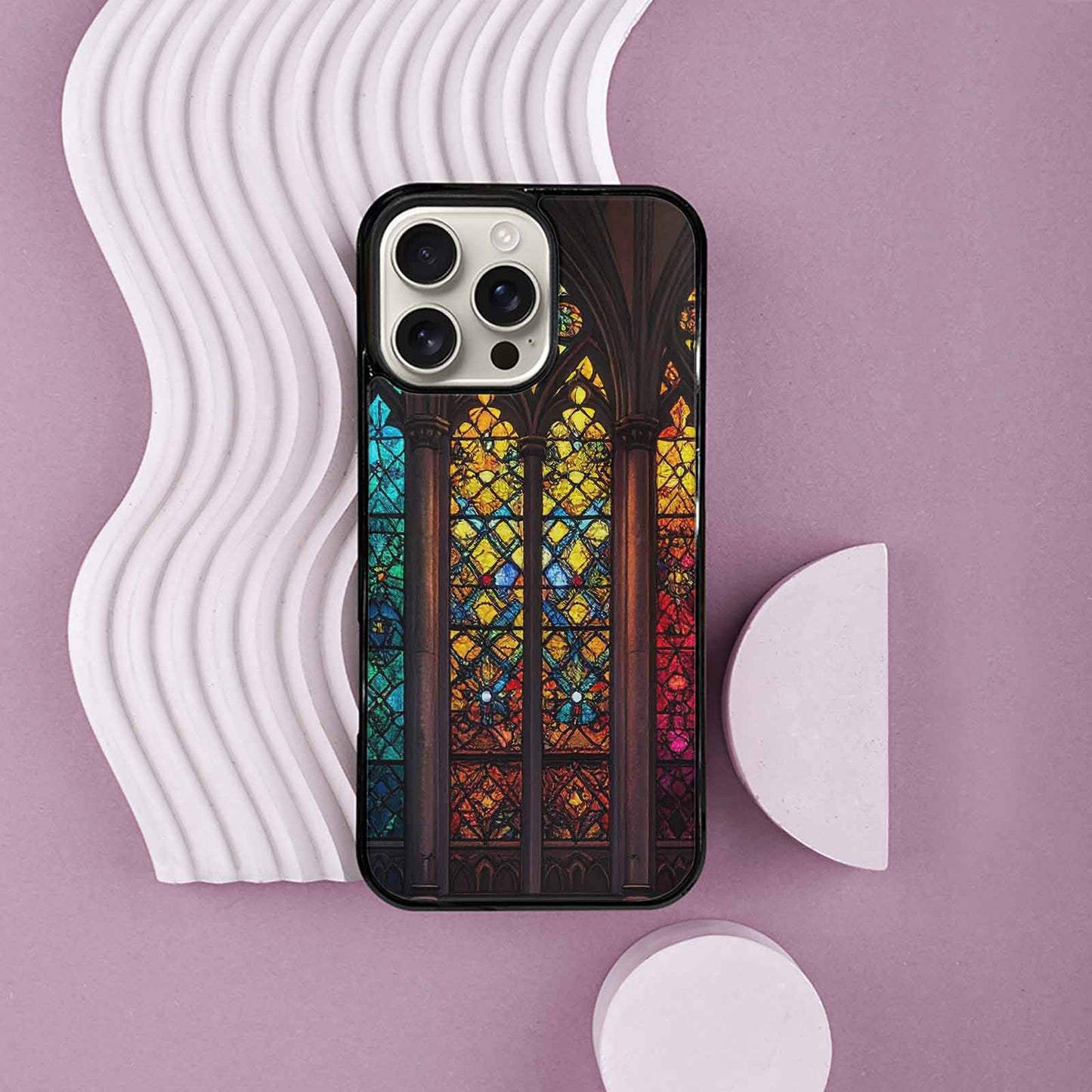 iPhone 16 Pro Max Case — Stained Glass Cathedral, Unique Phone Case Design
