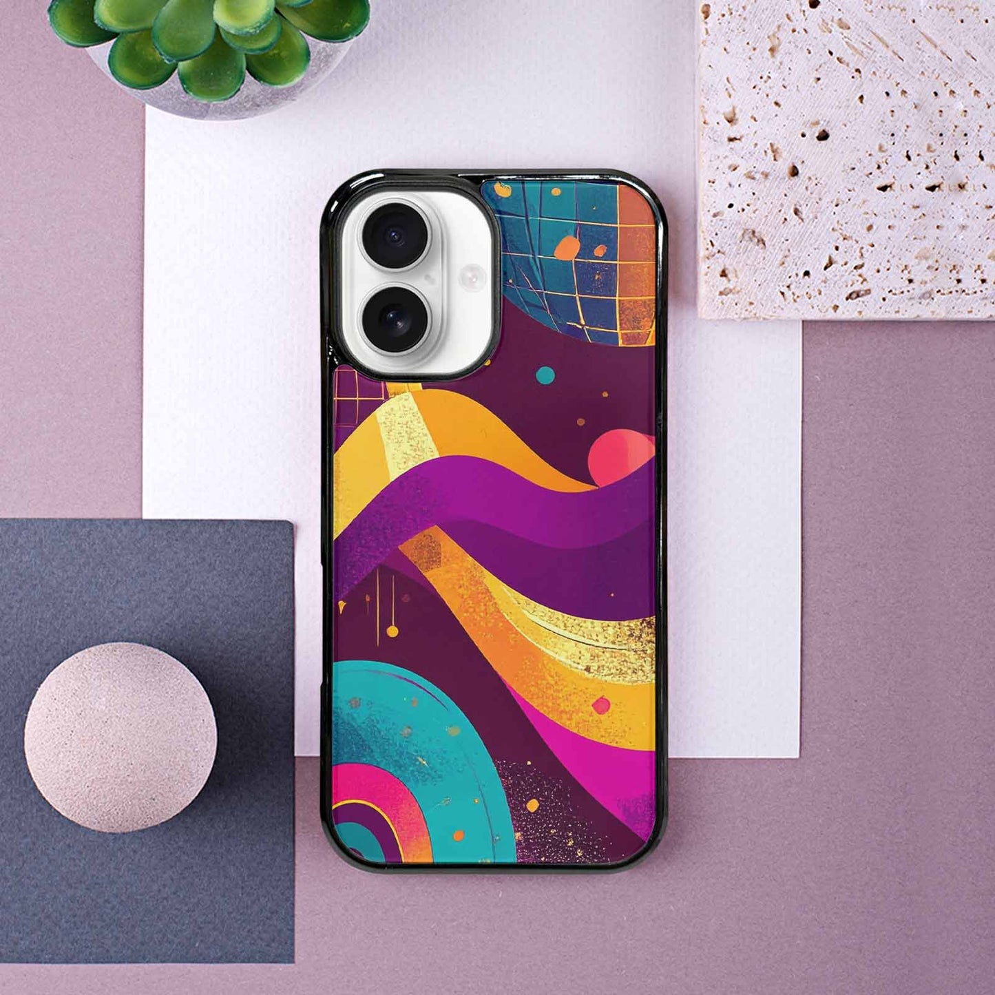 iPhone 16 Case — 1970s Disco Art Pattern, Custom Art Phone Cover
