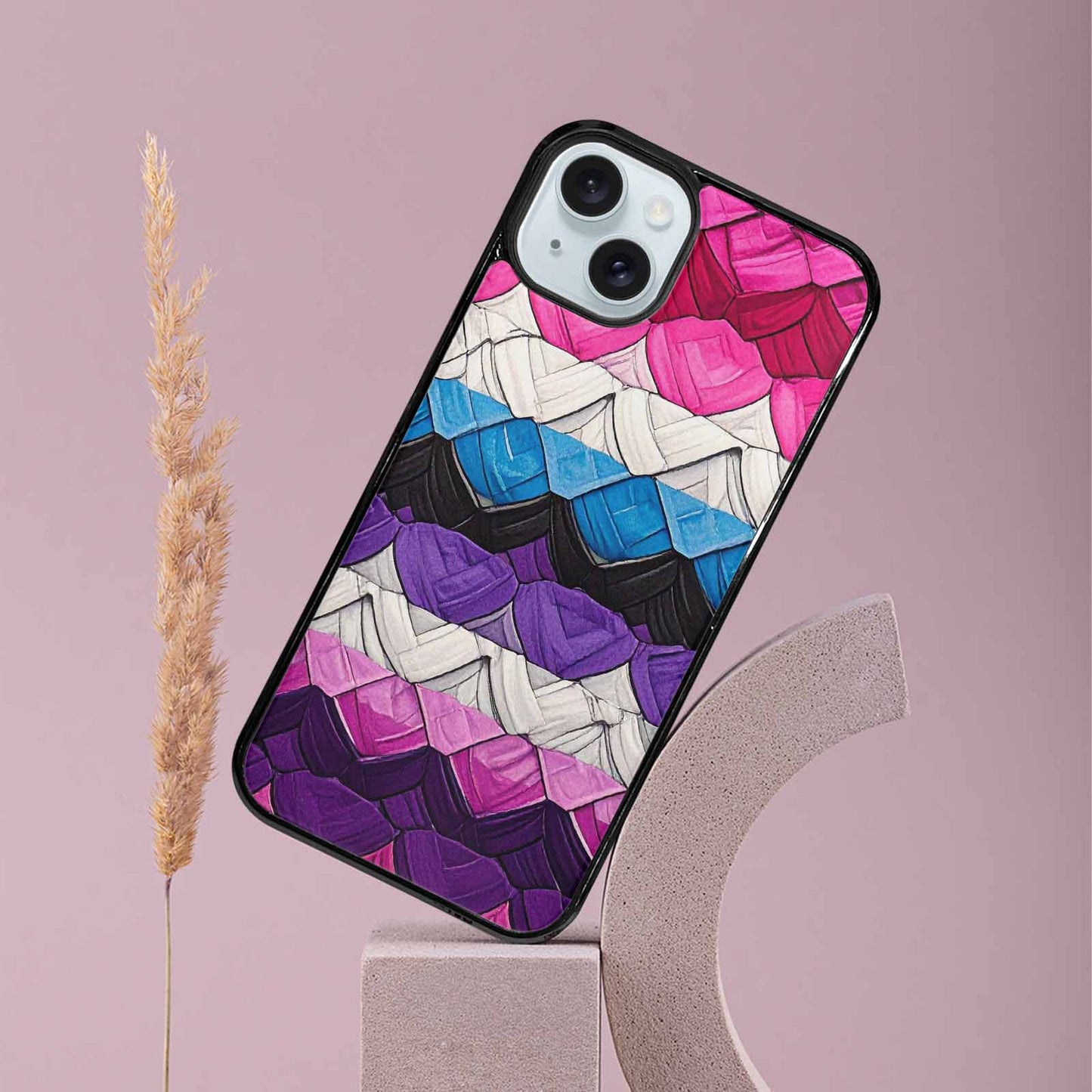 iPhone 15 Plus Case — Genderfluid Flag Color Theme Small Rainbow, Custom Phone Case