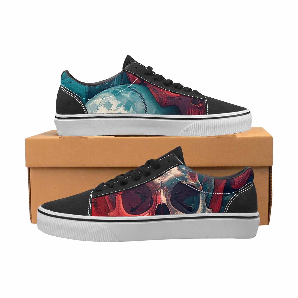 MEN'S Marble Skull Canvas Lace-Up Grunge Sneakers