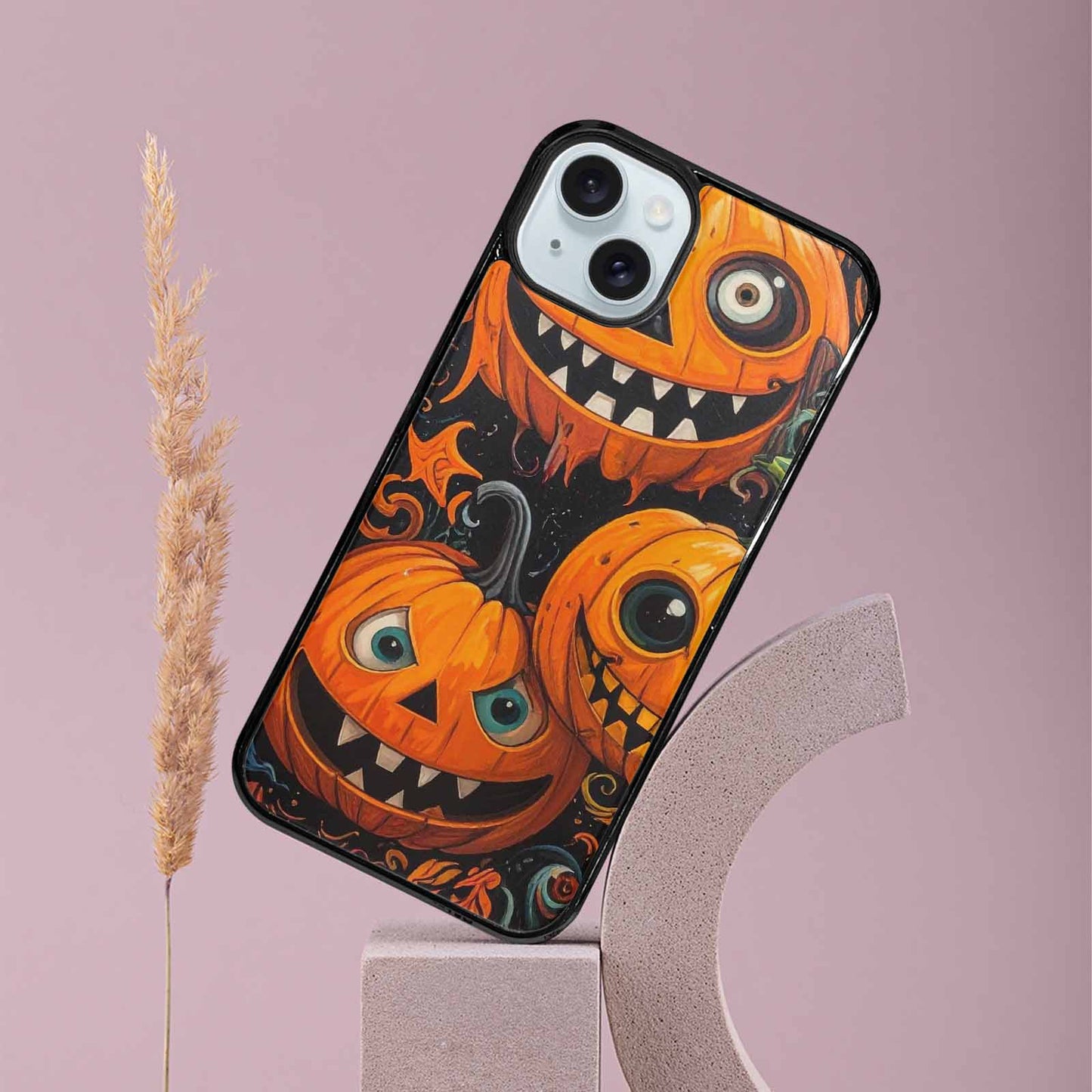 iPhone 15 Plus Case — Cartoon Pumpkin Monster, Custom Designed Case Cover