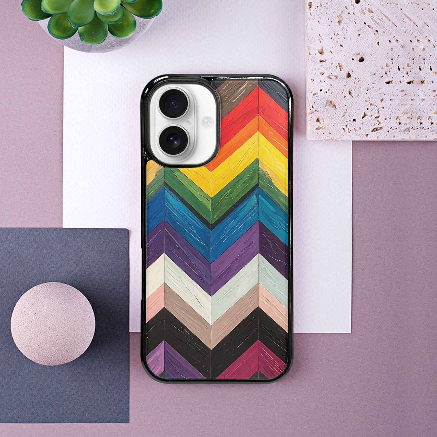 iPhone 16 Case — Progress Pride Flag Color Theme Small, Custom Printed Phone Case