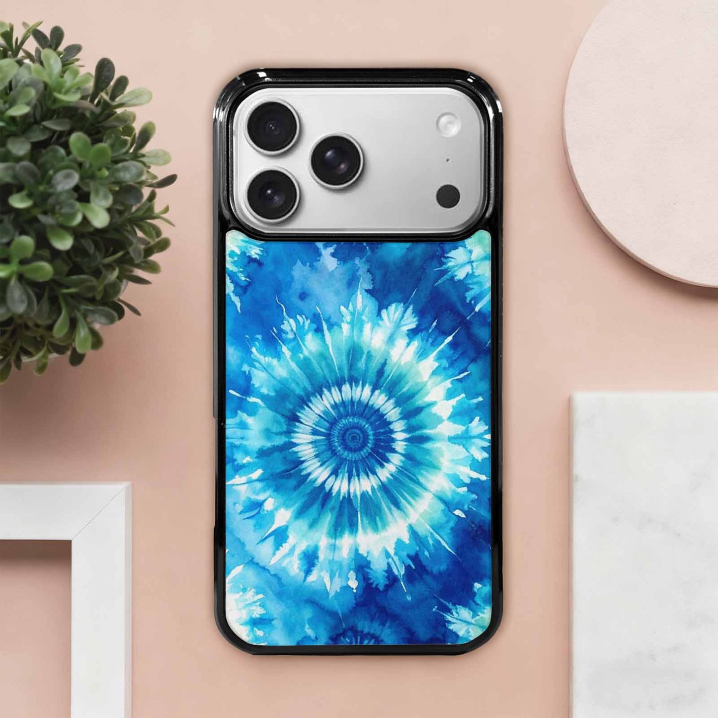 iPhone 17 Pro Max Case — Tie Dye Ocean Blues Tie Dye, Custom Printed Phone Case