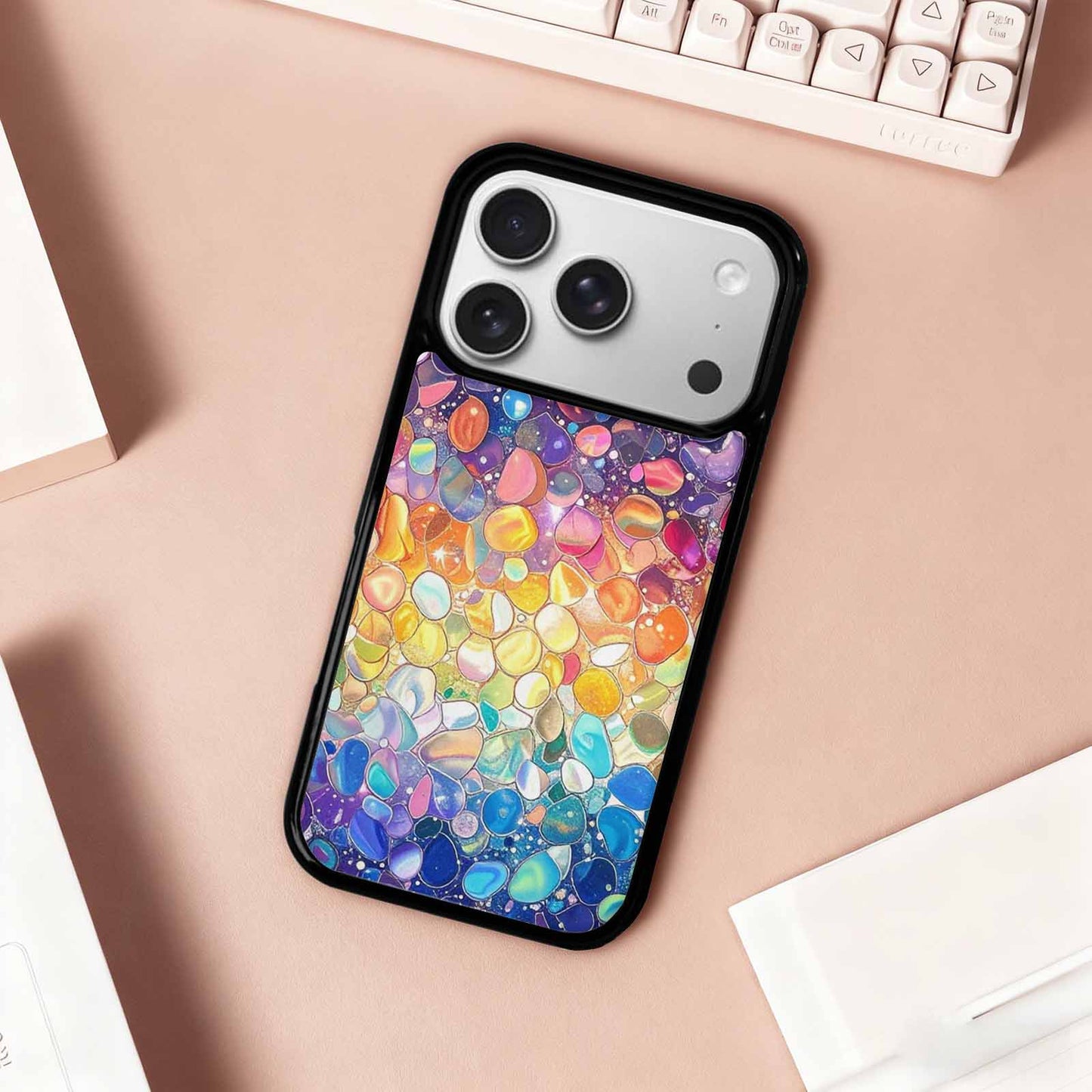 iPhone 17 Pro Case — Holographic Iridescent Shimmer Pattern Hundreds Original, Unique Phone Case Design