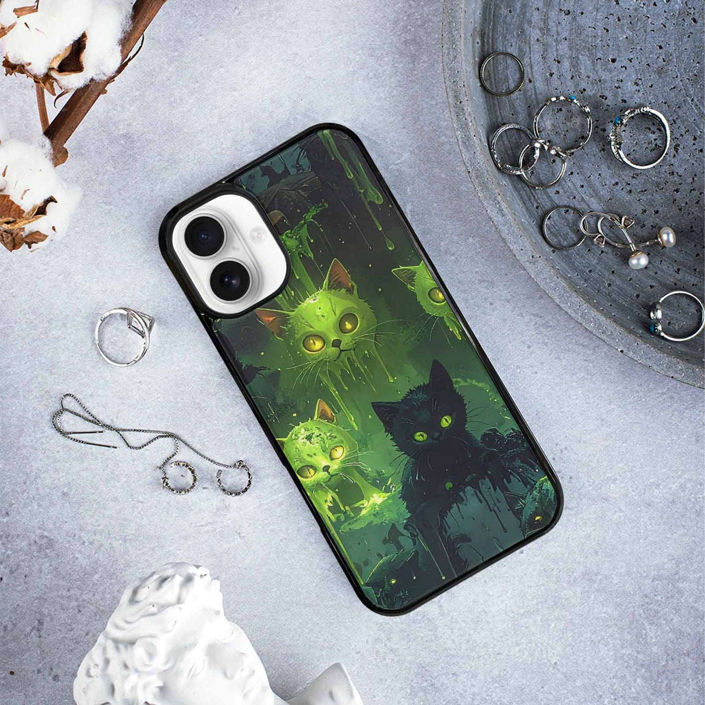 iPhone 16 Plus Case — Toxic Melting Skeleton Cats Small Toxic, Personalized Phone Case