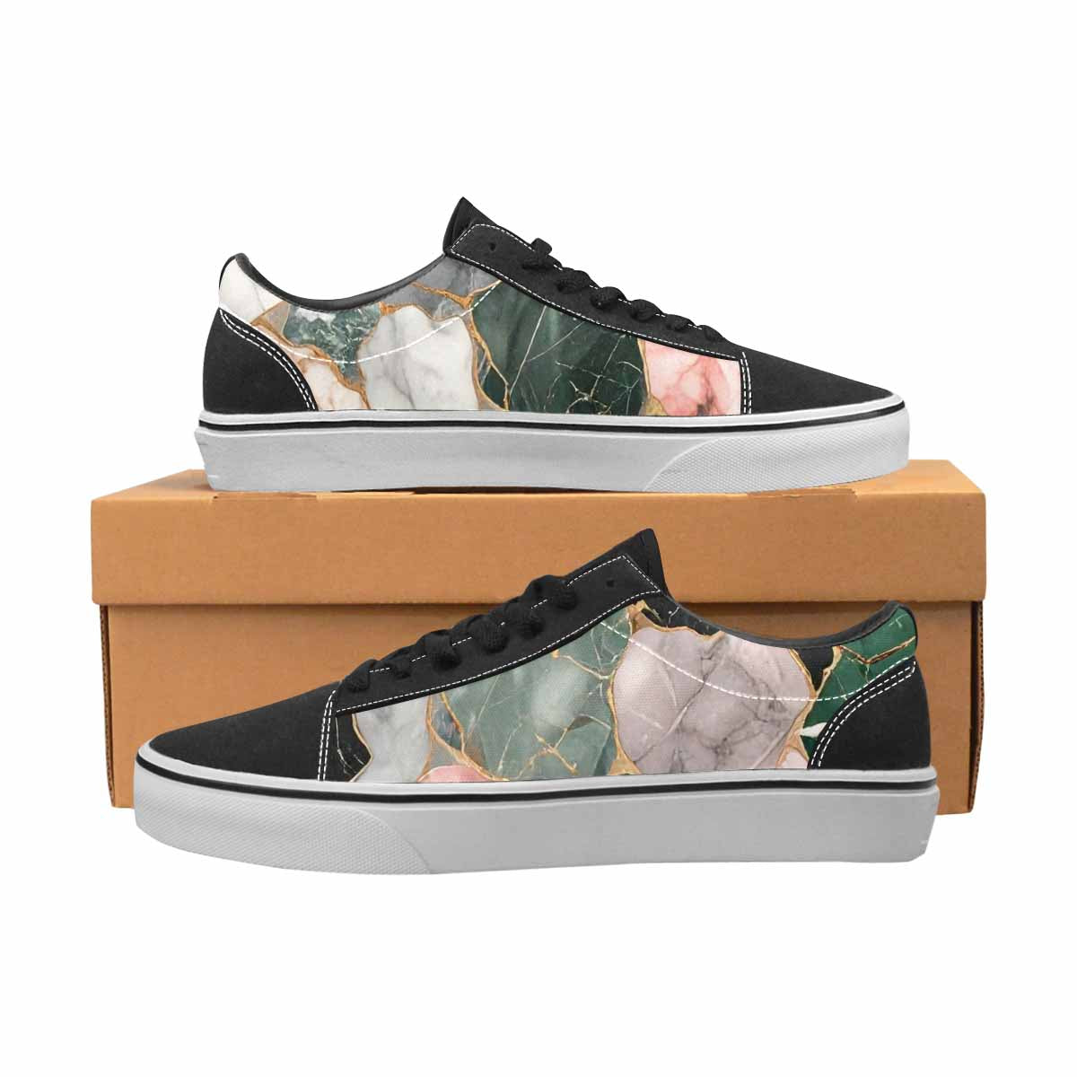 WOMEN'S Marble Stone Texture Canvas Lace-Up Neon Fantasy Shoes