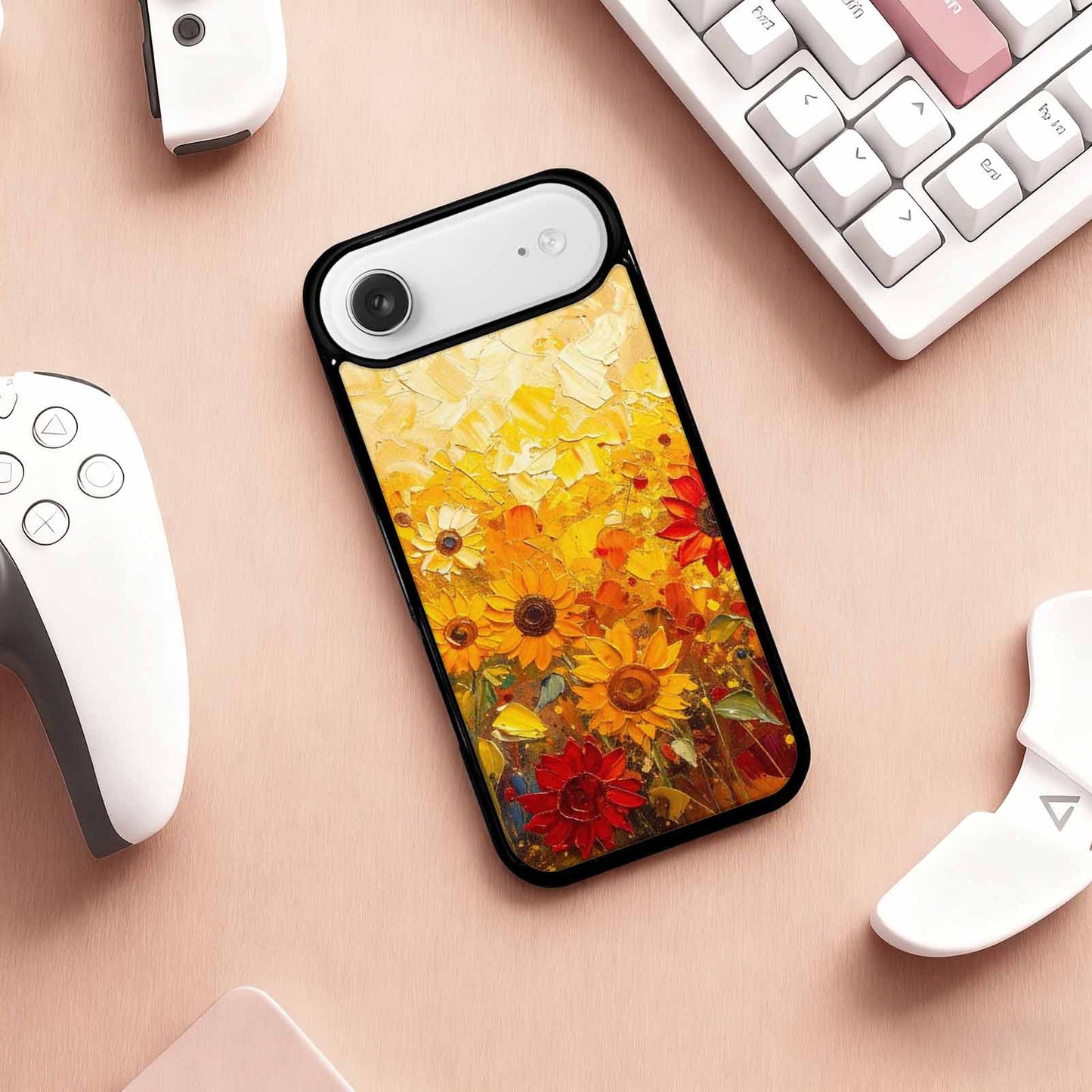 iPhone 17 Air Case — Impressionist Sunflower Brushstroke Pattern Hundreds Floral, Custom Designed Case Cover