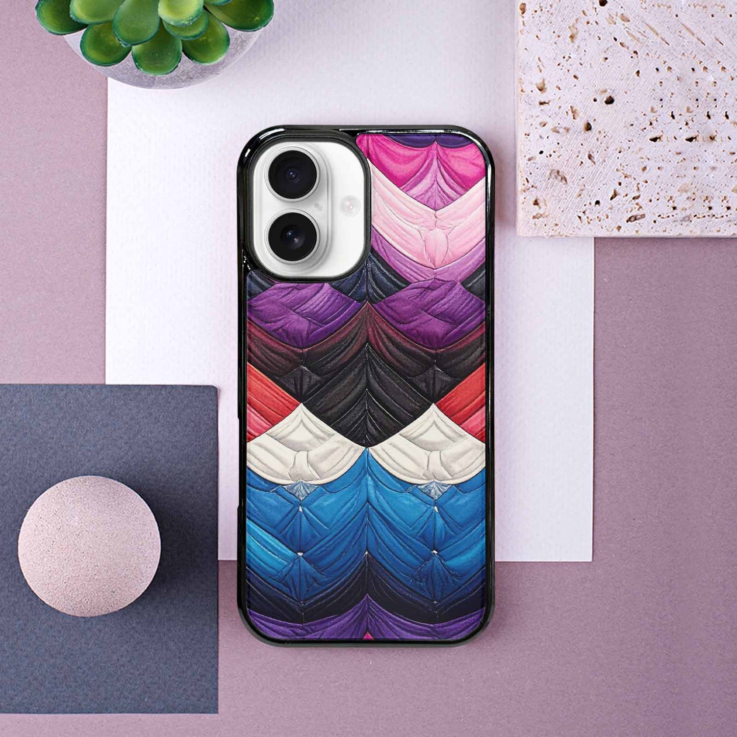 iPhone 16 Case — Genderfluid Flag Color Theme Small Rainbow, Custom Print Case Cover