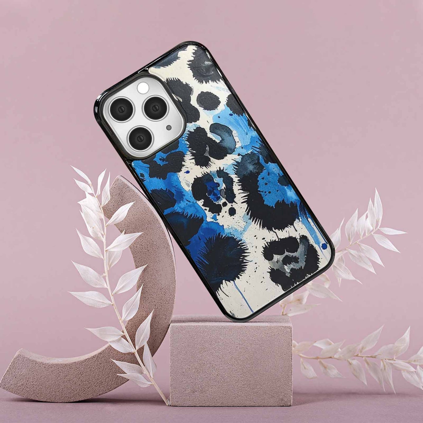 iPhone 15 Pro Max Case — Animal Print Black Blue Ink Animal, Custom Printed Phone Case