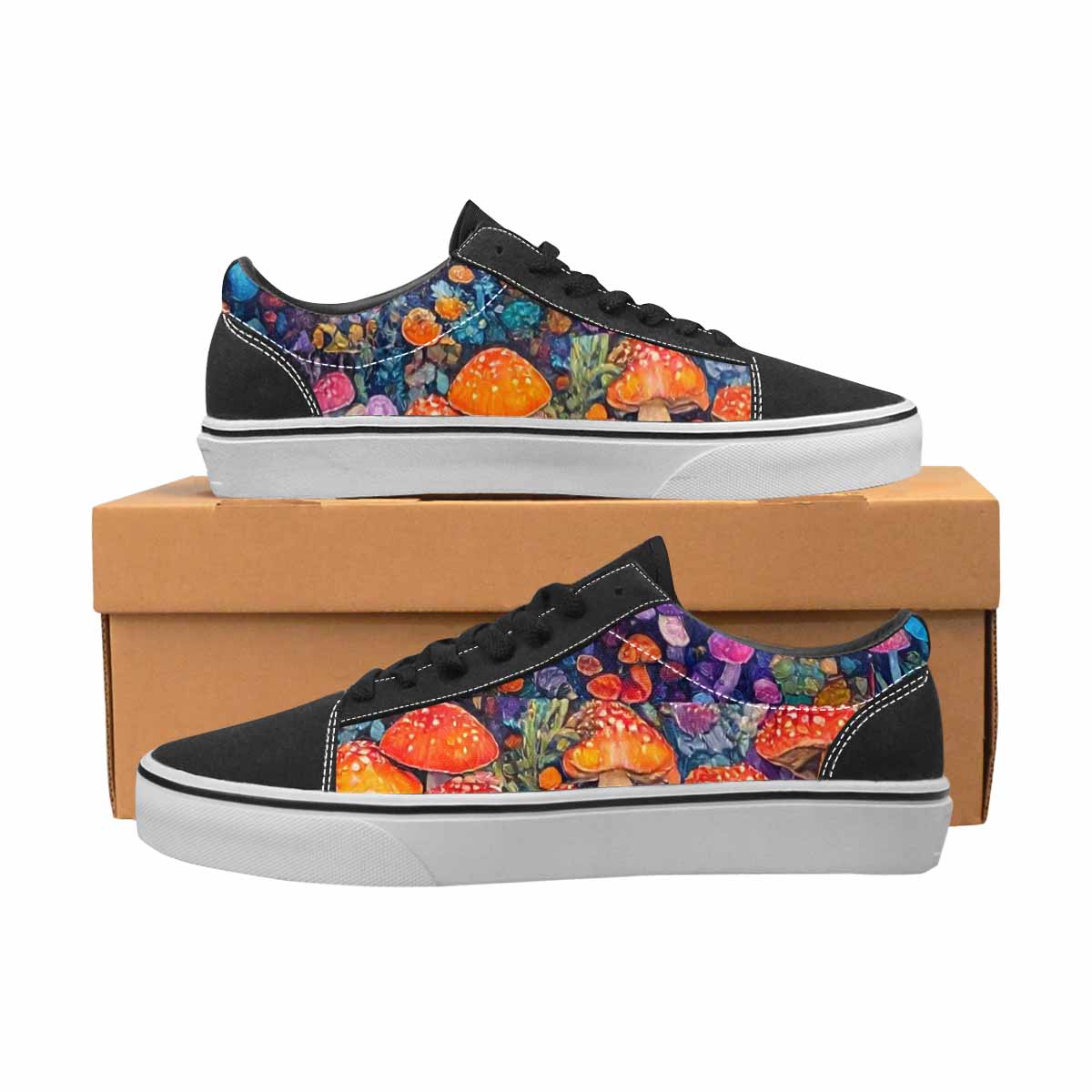 WOMEN'S Mushrooms (general) Mushrooms Pa Lace-Up Canvas Melting Art Sneakers