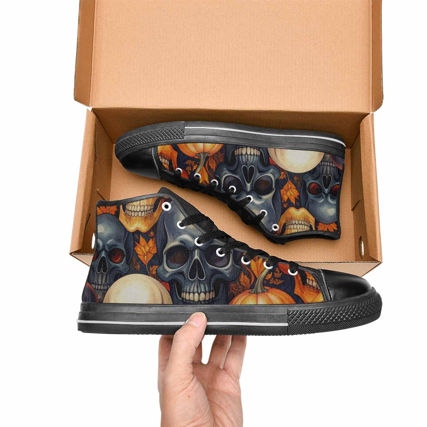 WOMEN'S Skulls - Halloween High Top Canvas Vibrant Chaos Shoes
