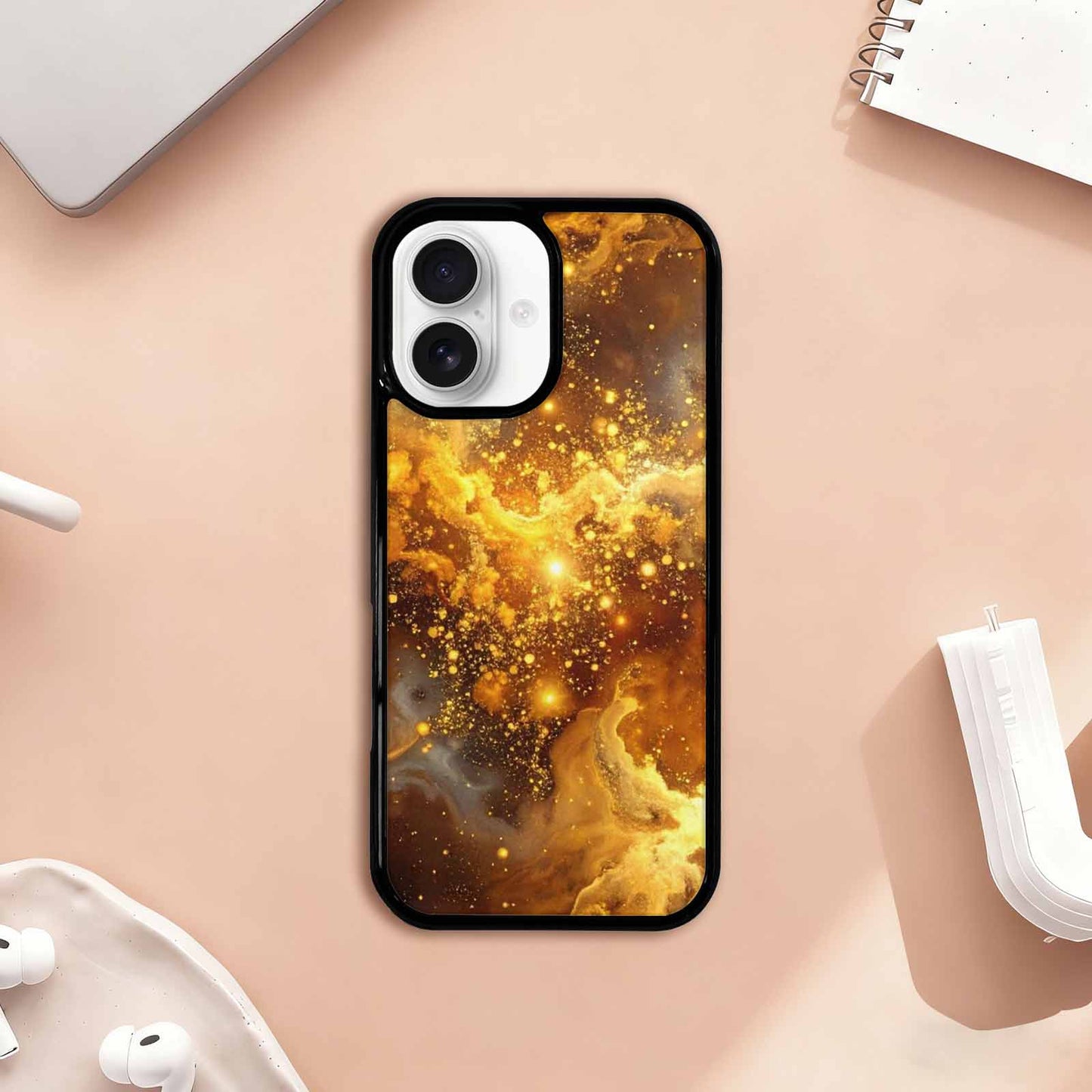 iPhone 17 Case — Galaxy Art Golden Cosmic Galaxy Space, Customized Protective Case