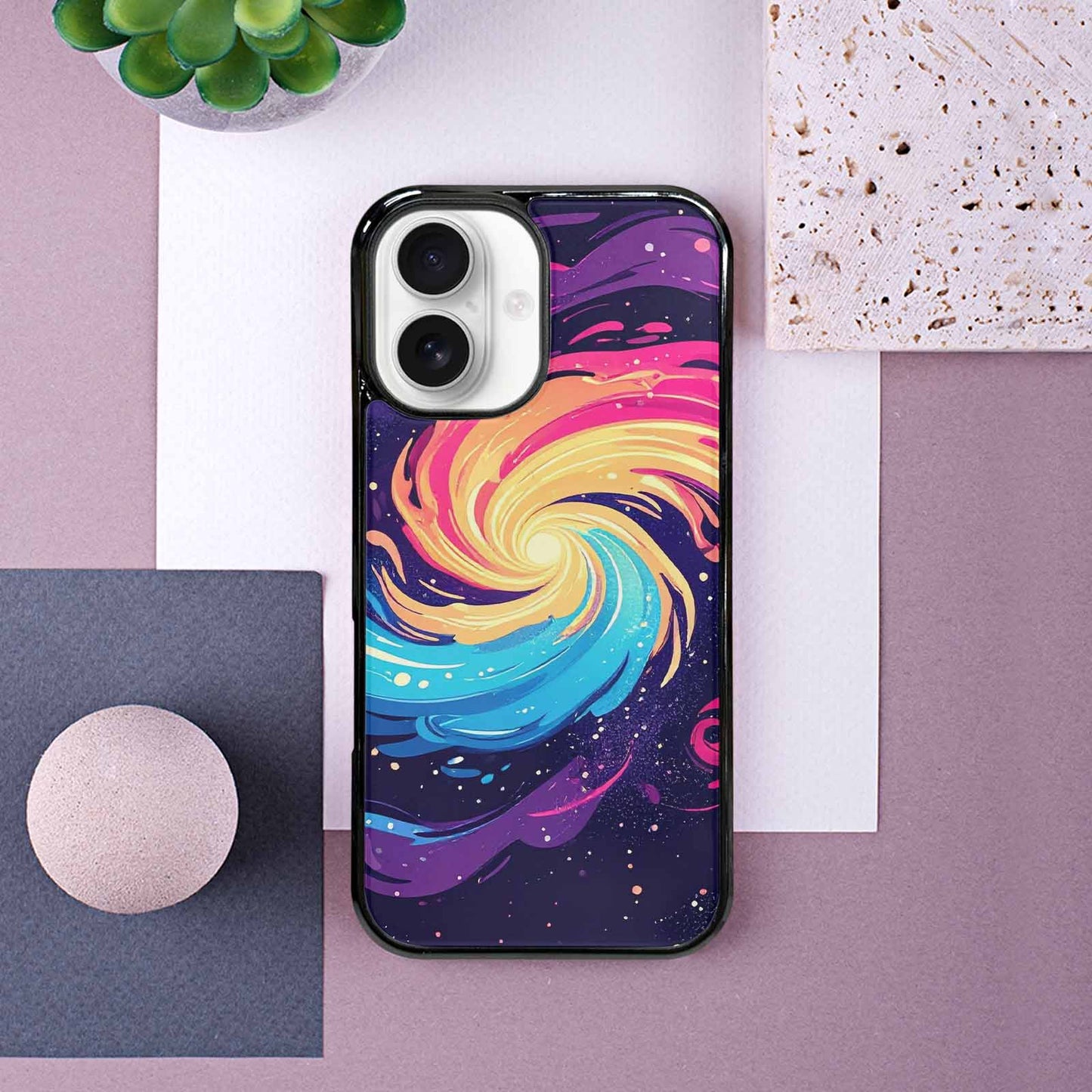 iPhone 16 Case — Love Wins Galaxy Seamless Pattern Vibrant, Custom Printed Phone Case