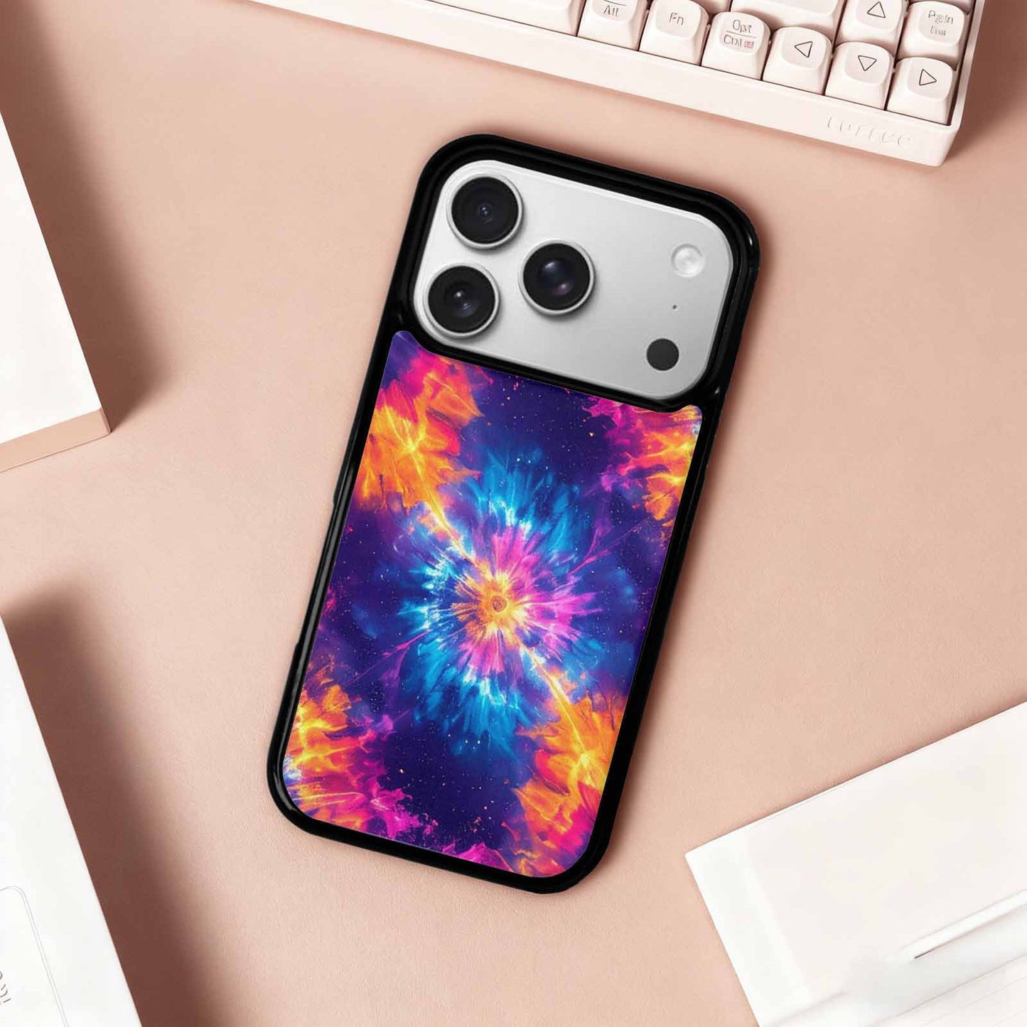 iPhone 17 Pro Case — Tie Dye Galaxy Art Seamless Tie, Customized Protective Case