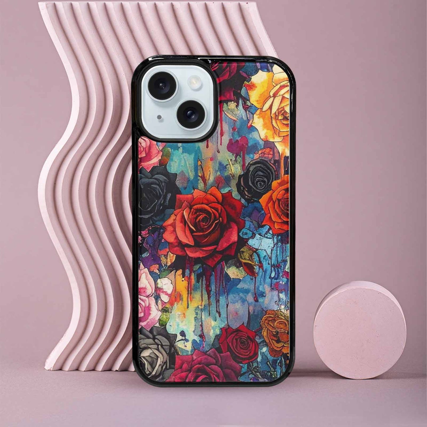 iPhone 15 Case — Gothic Rose Gothic Roses Pattern Hundreds, Custom Made Phone Cover