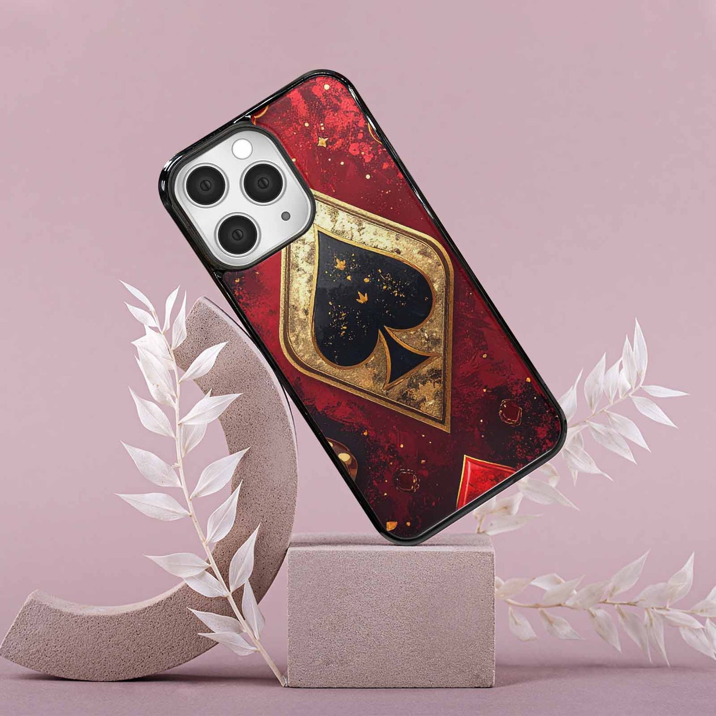 iPhone 15 Pro Max Case — Playing Card Suits Pattern Poker Chips, Unique Phone Case Design