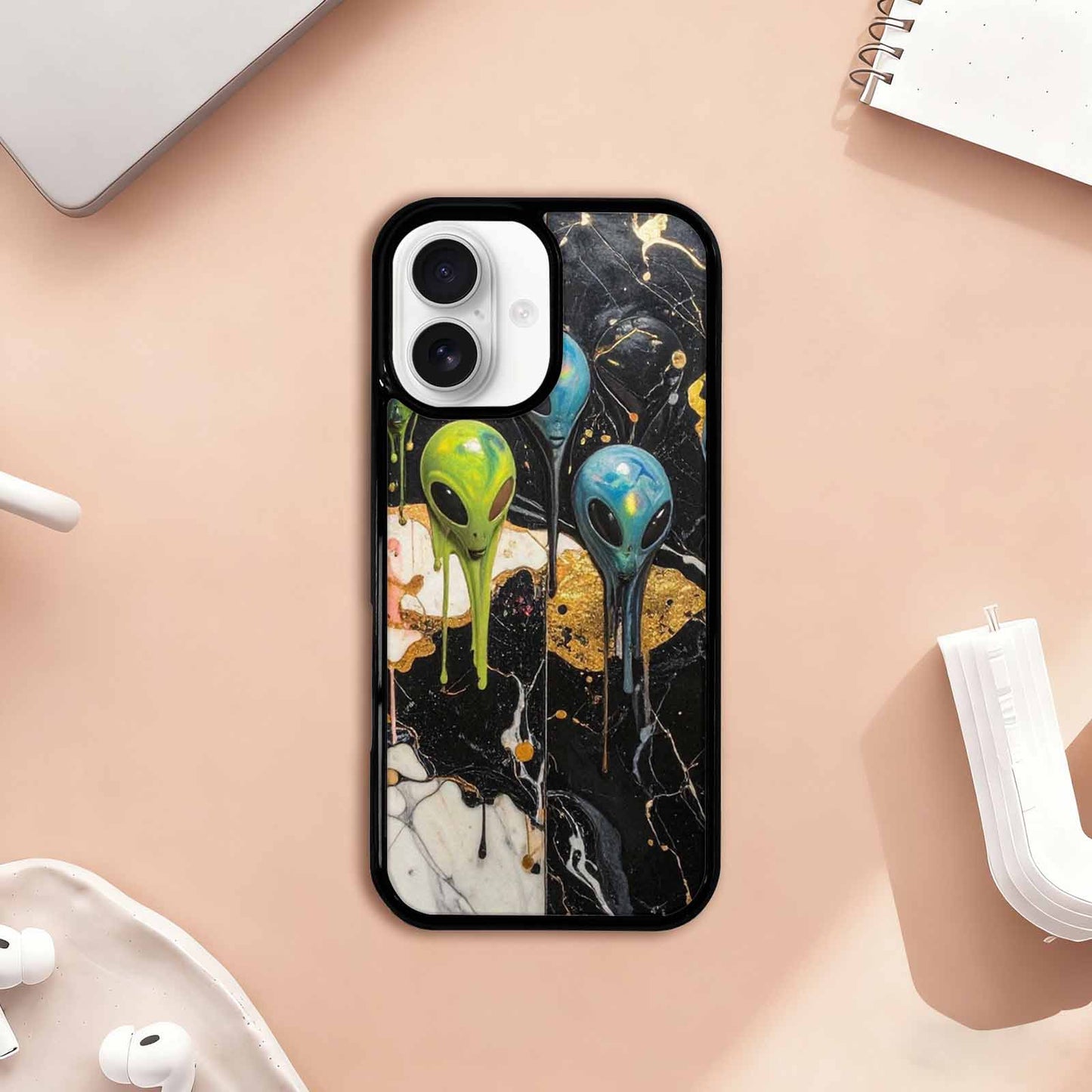 iPhone 17 Case — Aliens Marblemelting Aliens Pa Alien Scifi, Custom Designed Case Cover