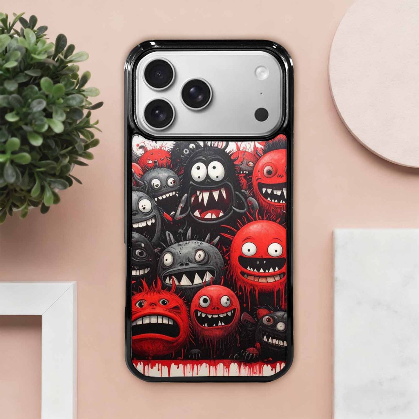 iPhone 17 Pro Max Case — Black & Red Ink Cartoon Cute, Unique Phone Case Design