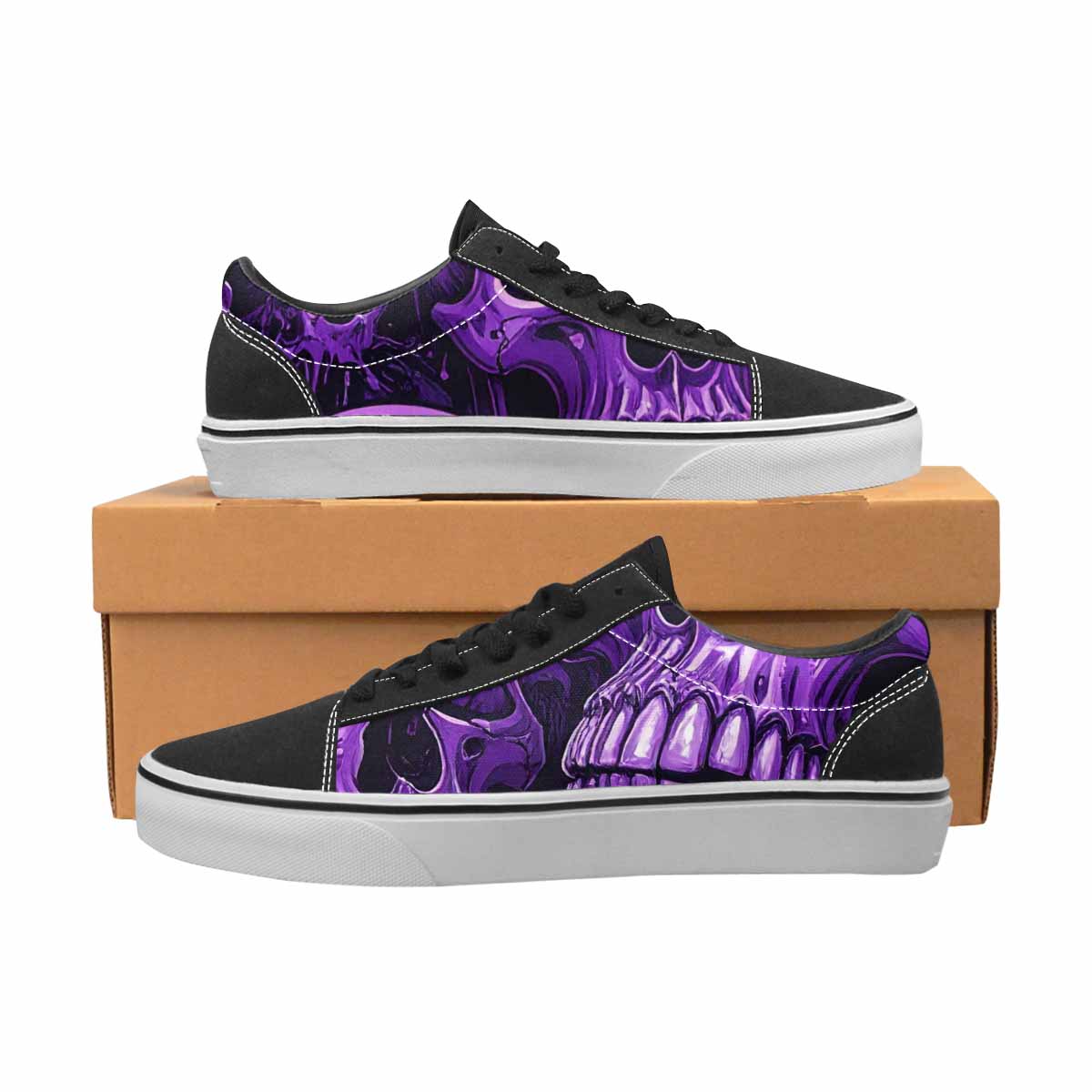 WOMEN'S Monochrome Purple Skeletons × Lace-Up Canvas Vibrant Chaos Sneakers
