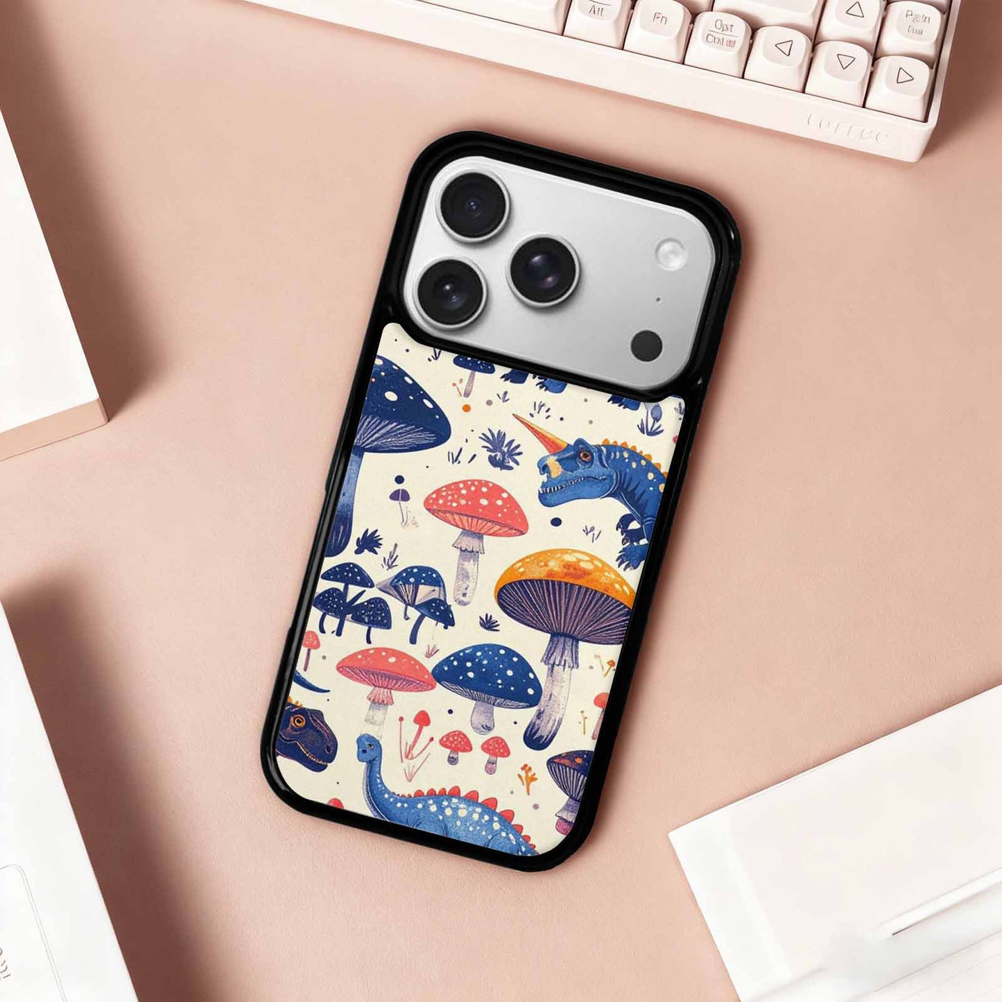 iPhone 17 Pro Case — Vintage Dinosaurs Mushroom Retro Vintage, Custom Phone Case