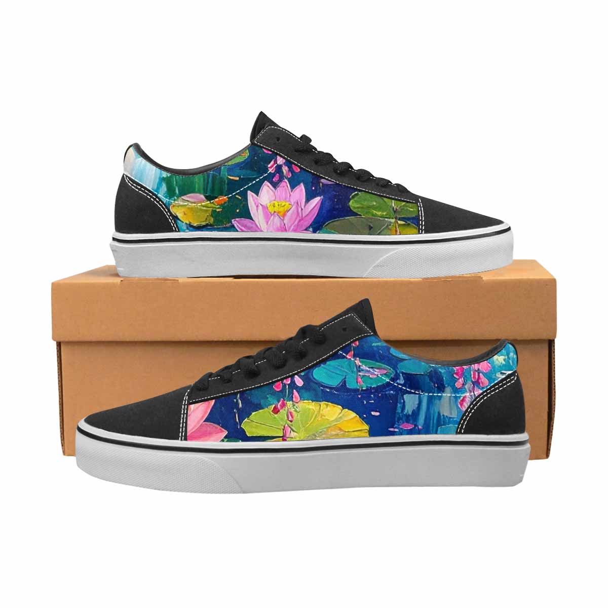 WOMEN'S Full Color Vibrant Monet Lace-Up Canvas Vivid Custom Sneakers