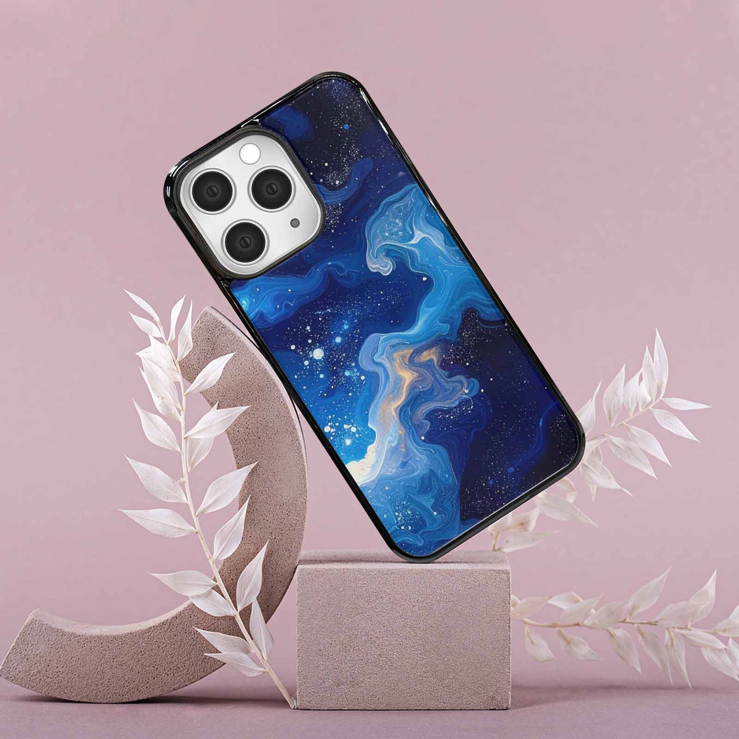 iPhone 15 Pro Max Case — Galaxy Art Blue Starfield Small Galaxy, Custom Art Phone Cover