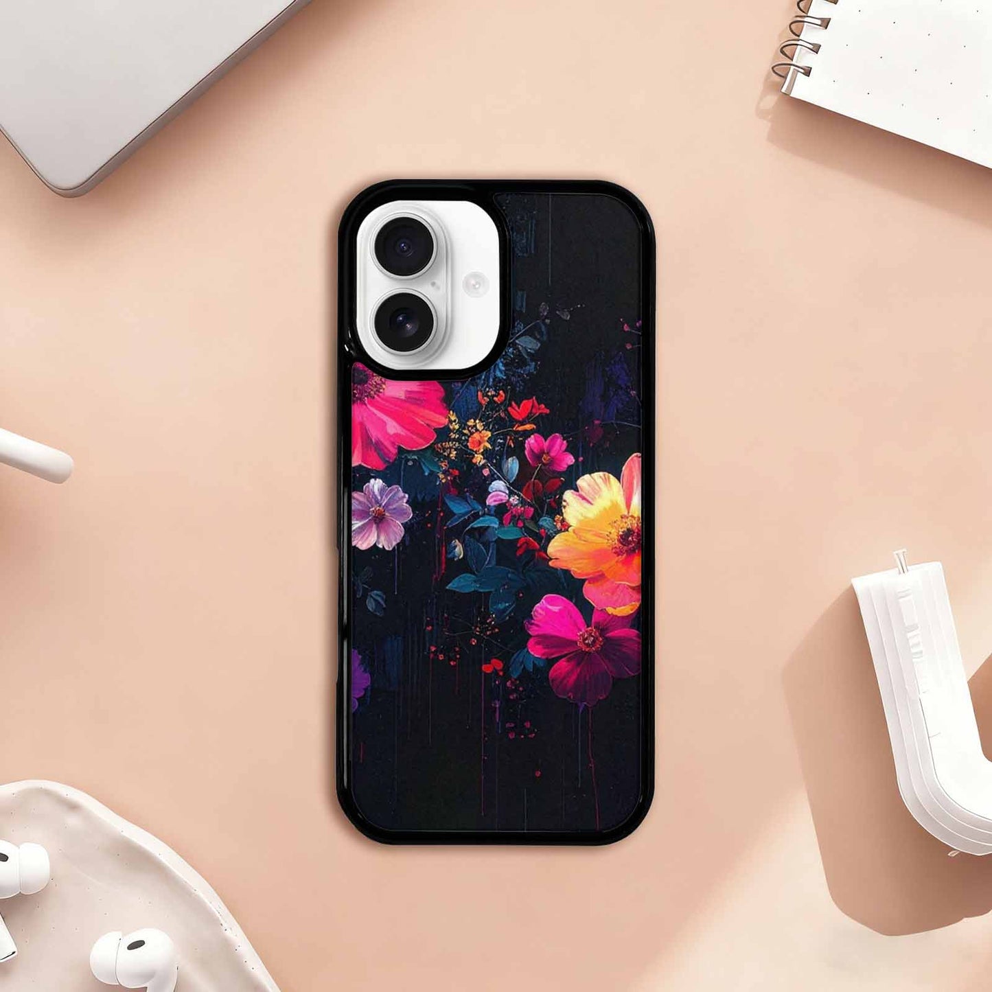 iPhone 17 Case — Shadowy Glitch Floral Pattern Floral, Personalized Phone Case
