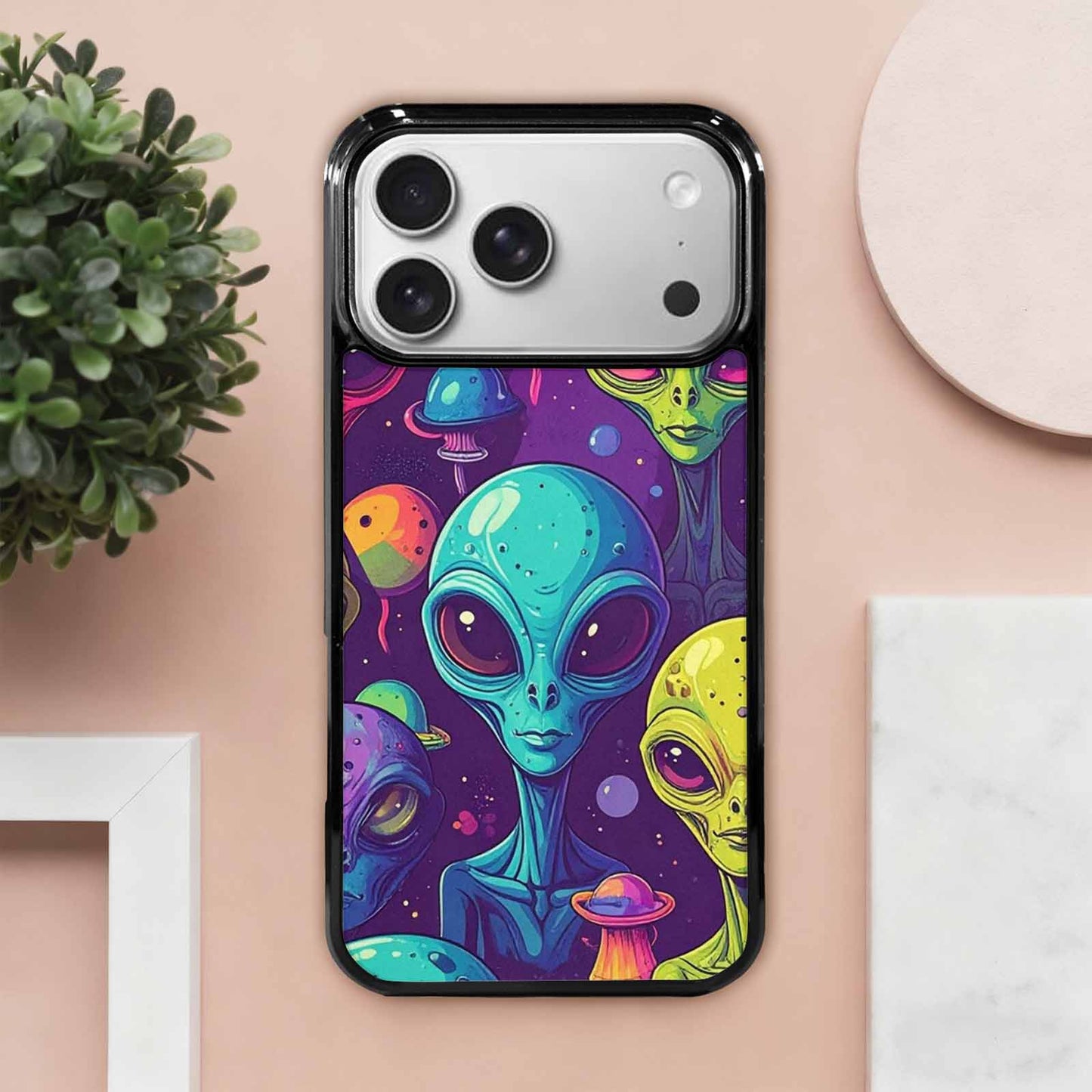 iPhone 17 Pro Max Case — Alien Ufo Cartoon Art Alien Scifi, Custom Art Phone Cover