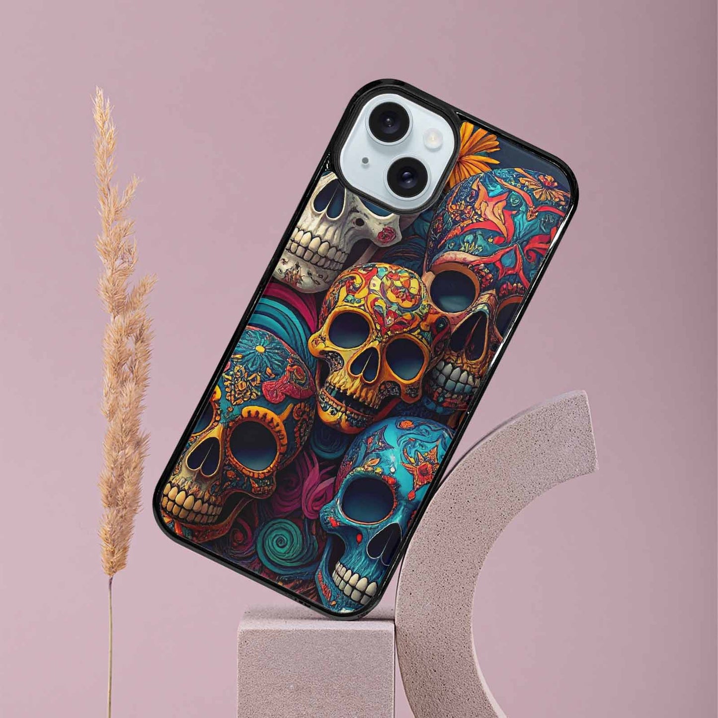 iPhone 15 Plus Case — Skull Waves, Custom Art Phone Cover