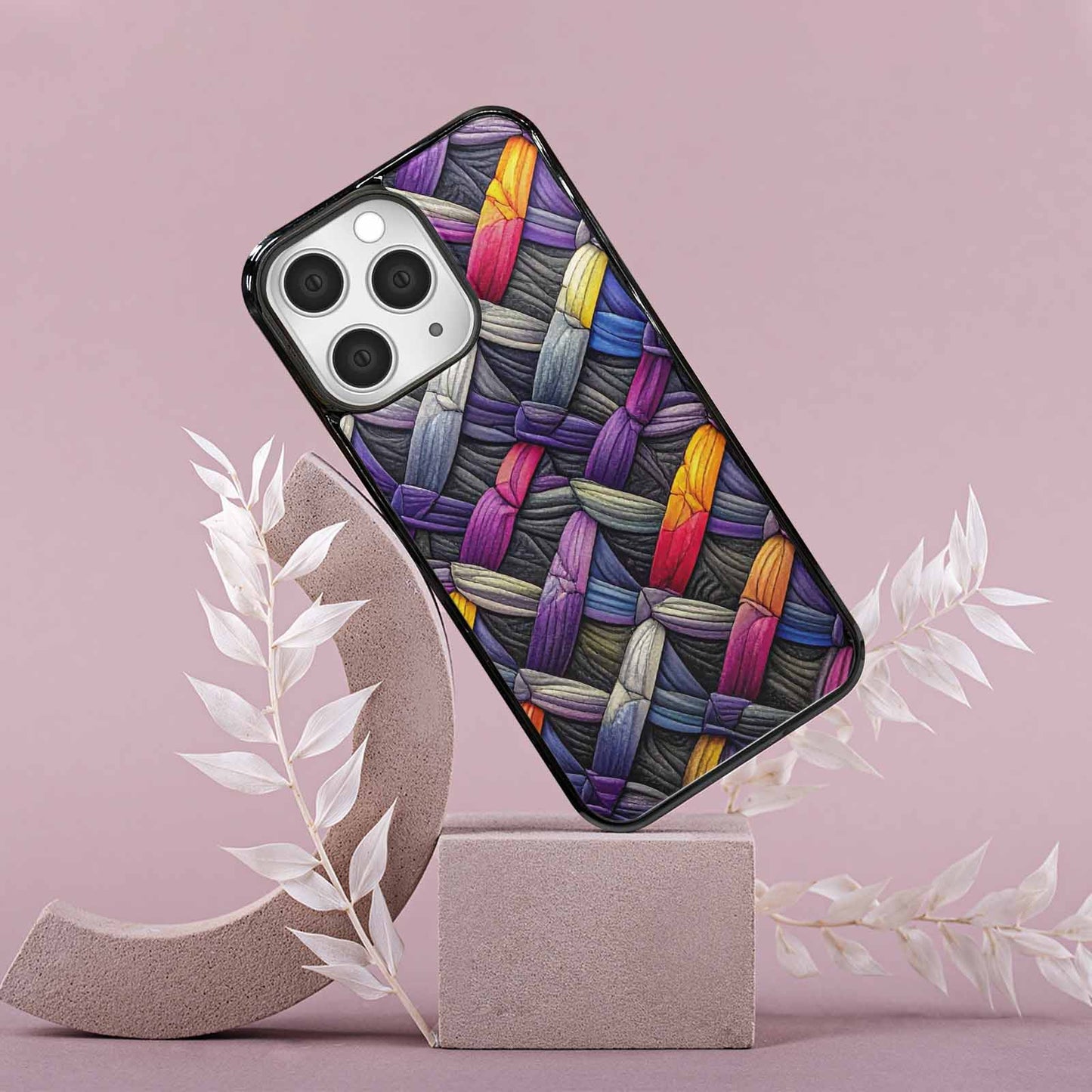 iPhone 15 Pro Max Case — Asexual Flag Color Theme Small Rainbow, Original Design Phone Case