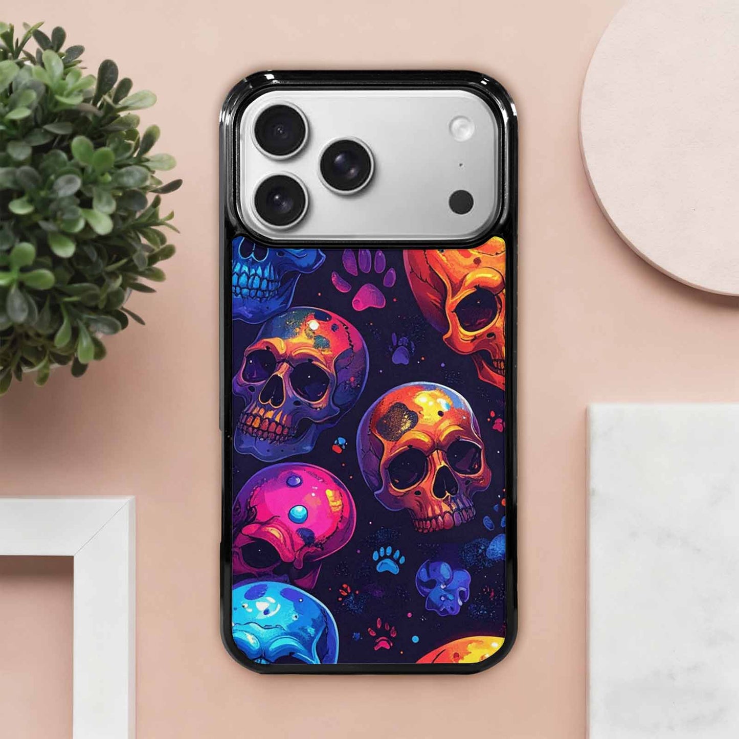 iPhone 17 Pro Max Case — Iridescent Millions Of Gothic Skulls, Unique Phone Case Design