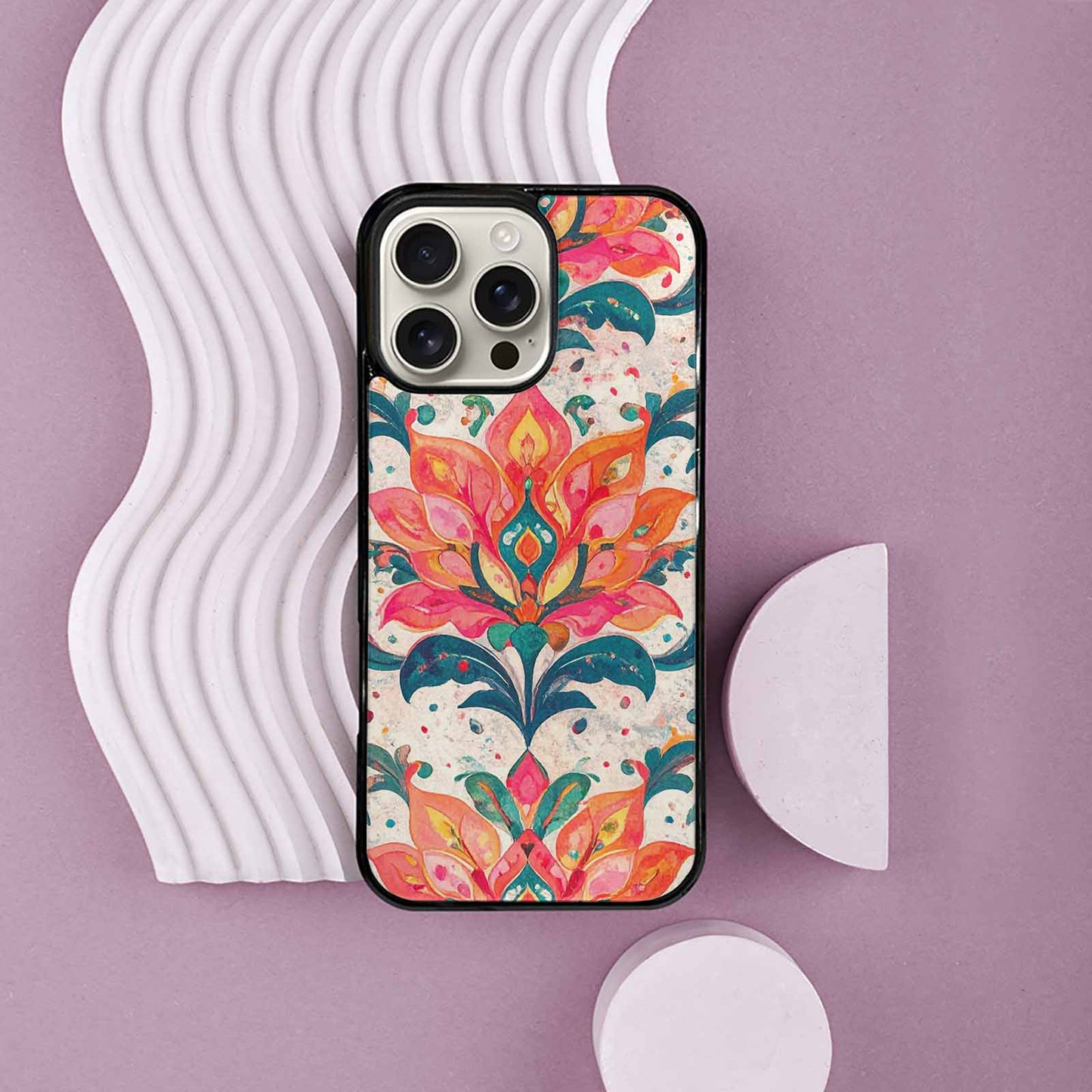 iPhone 16 Pro Max Case — Marble Floral, Custom Art Phone Cover
